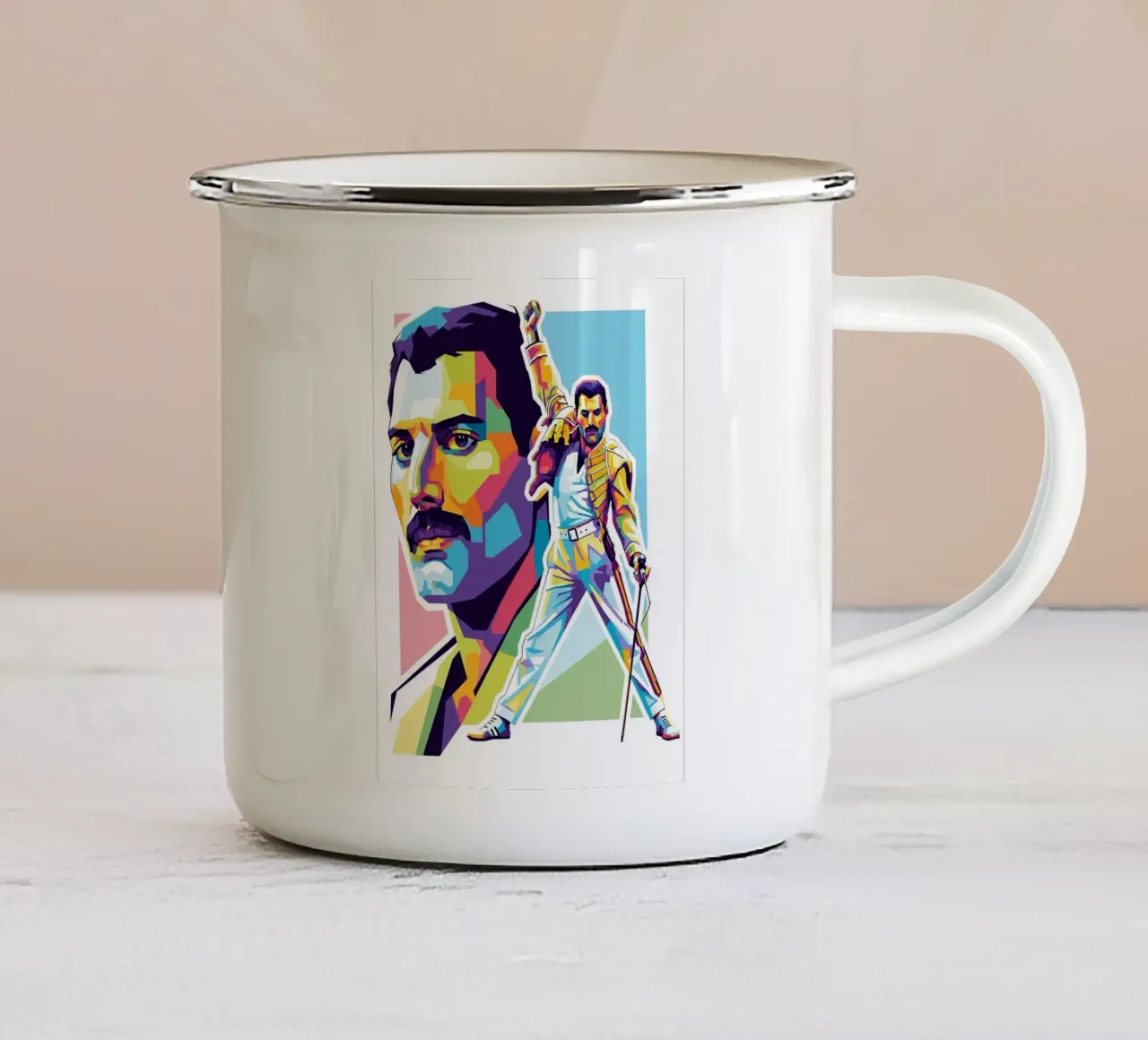 Freddie Mercury signature style tazza in smalto da Hantamrata