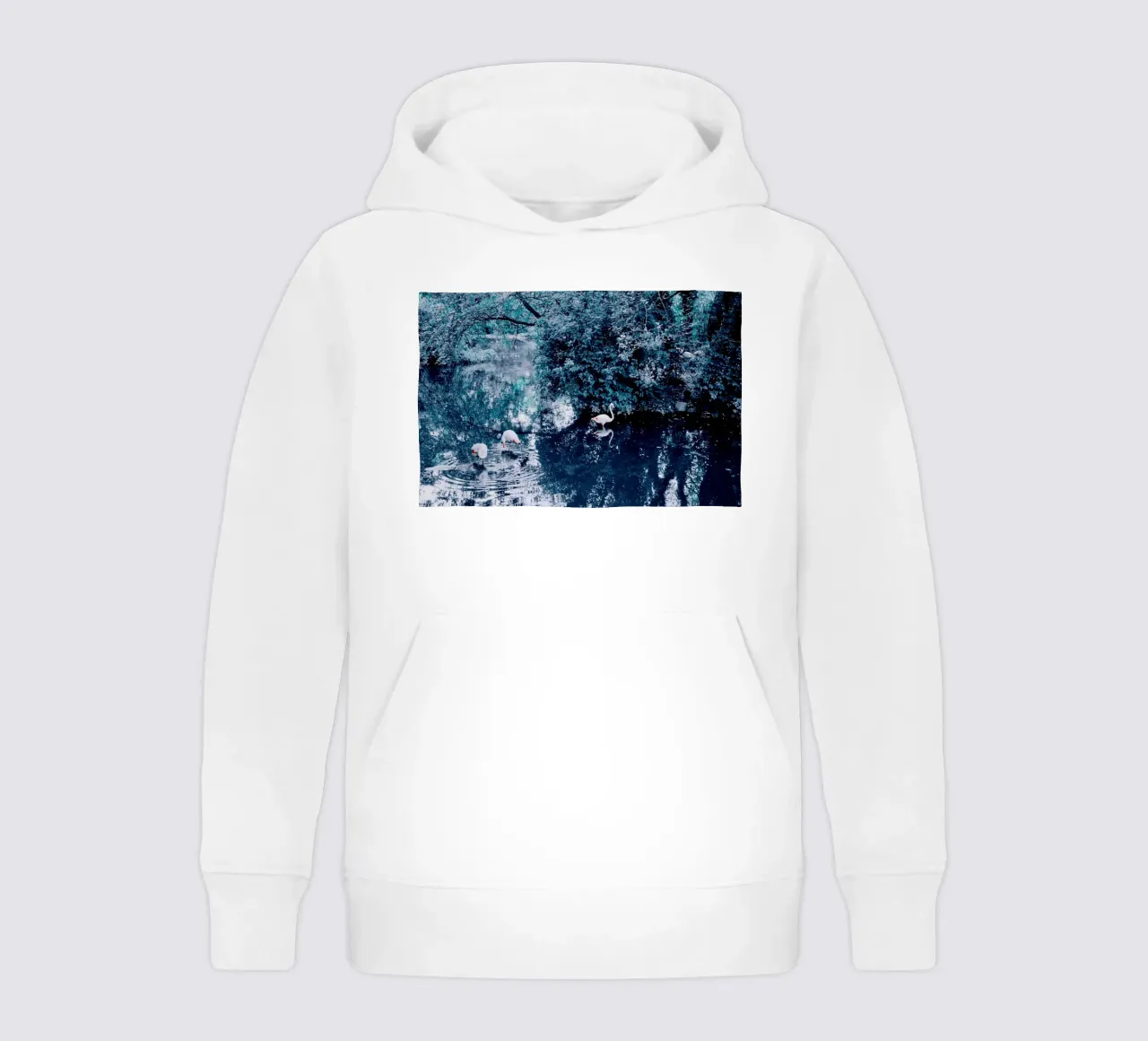 Flamingos in the lake kids hoodie by KISSA STUDIO