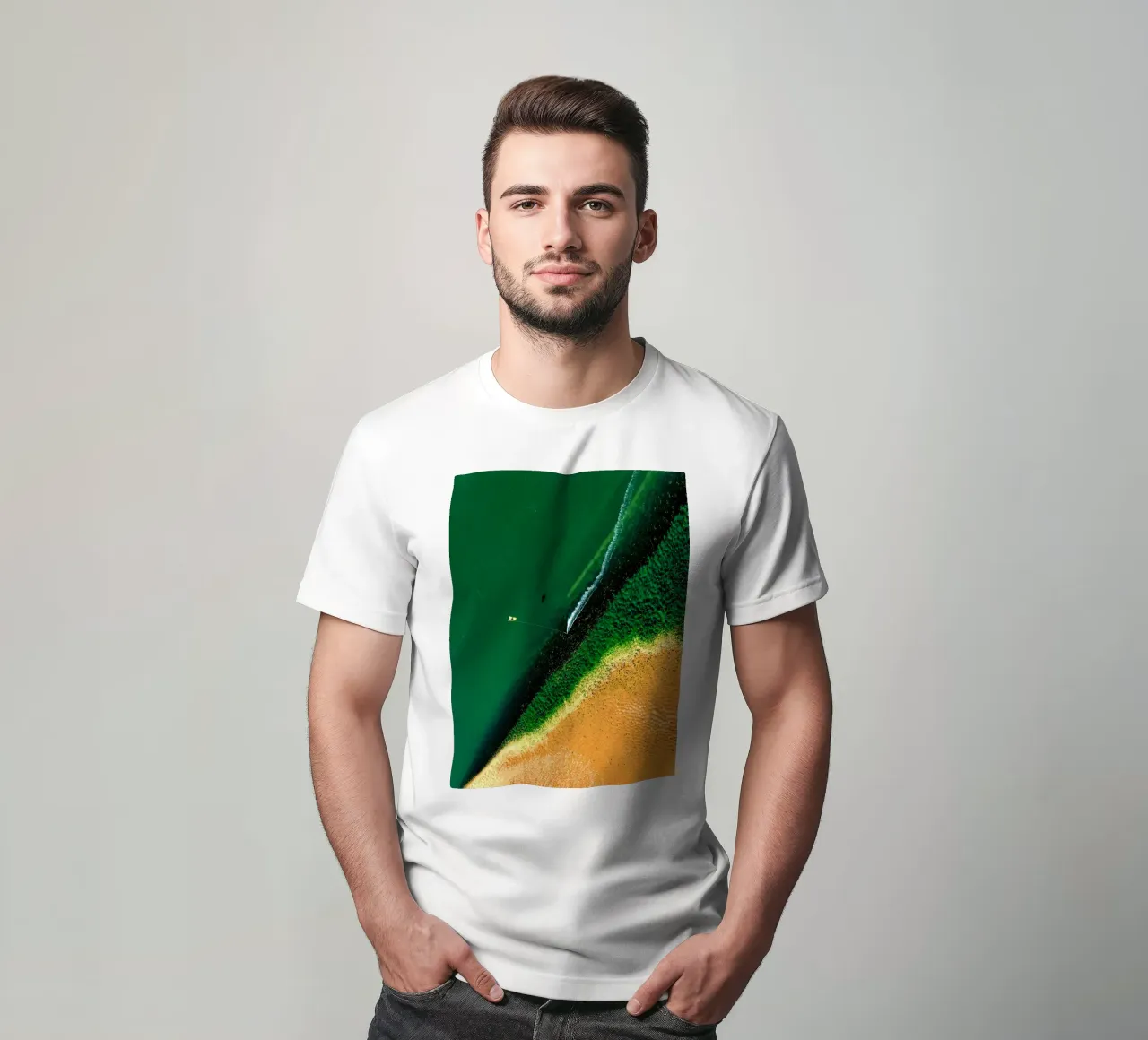 vista aerea spiaggia t-shirt da Earthly Visions