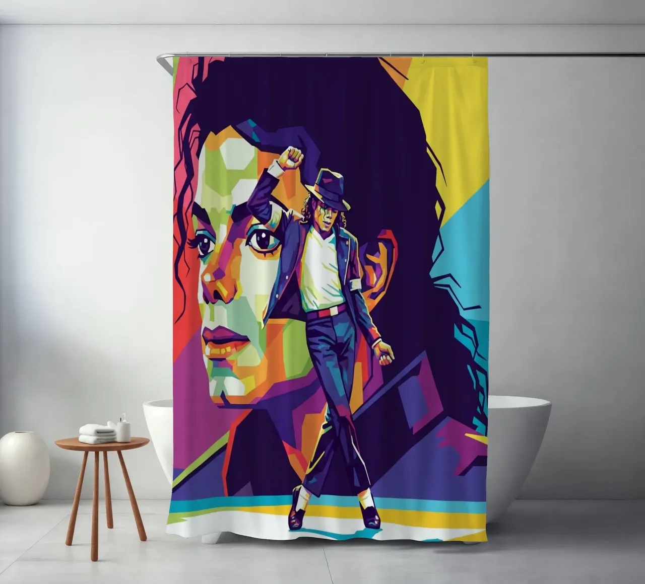 Michael Jackson in WPAP art style Duschvorhang von Hantamrata