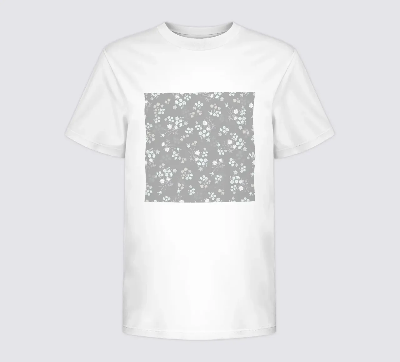 White ditsy pattern with grey background kids t-shirt by gulsengunel