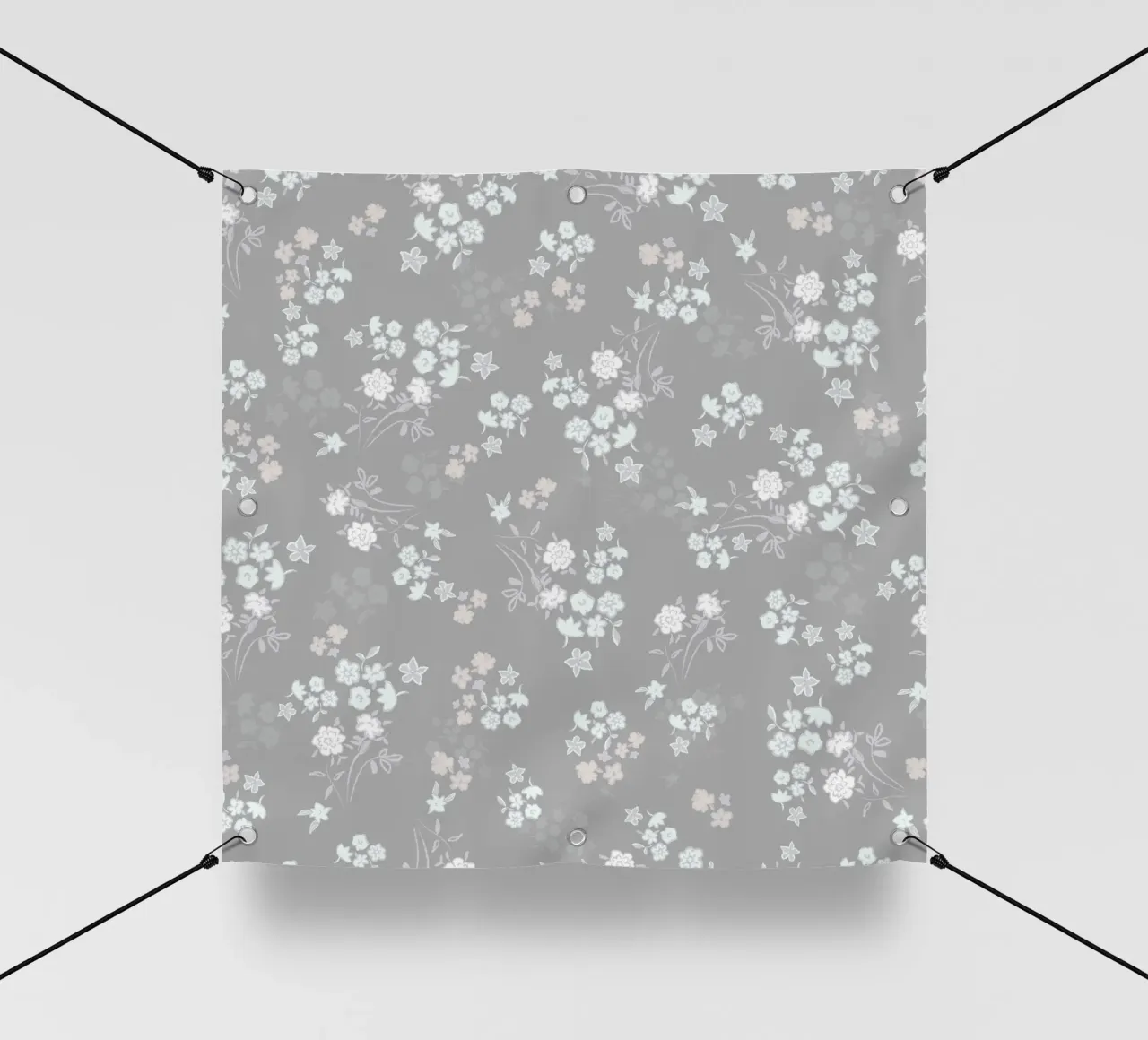 White ditsy pattern with grey background pvc cover by gulsengunel