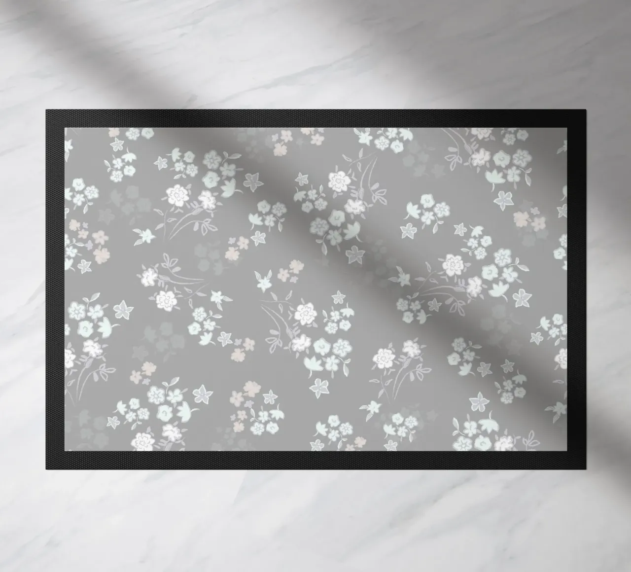 White ditsy pattern with grey background doormat by gulsengunel
