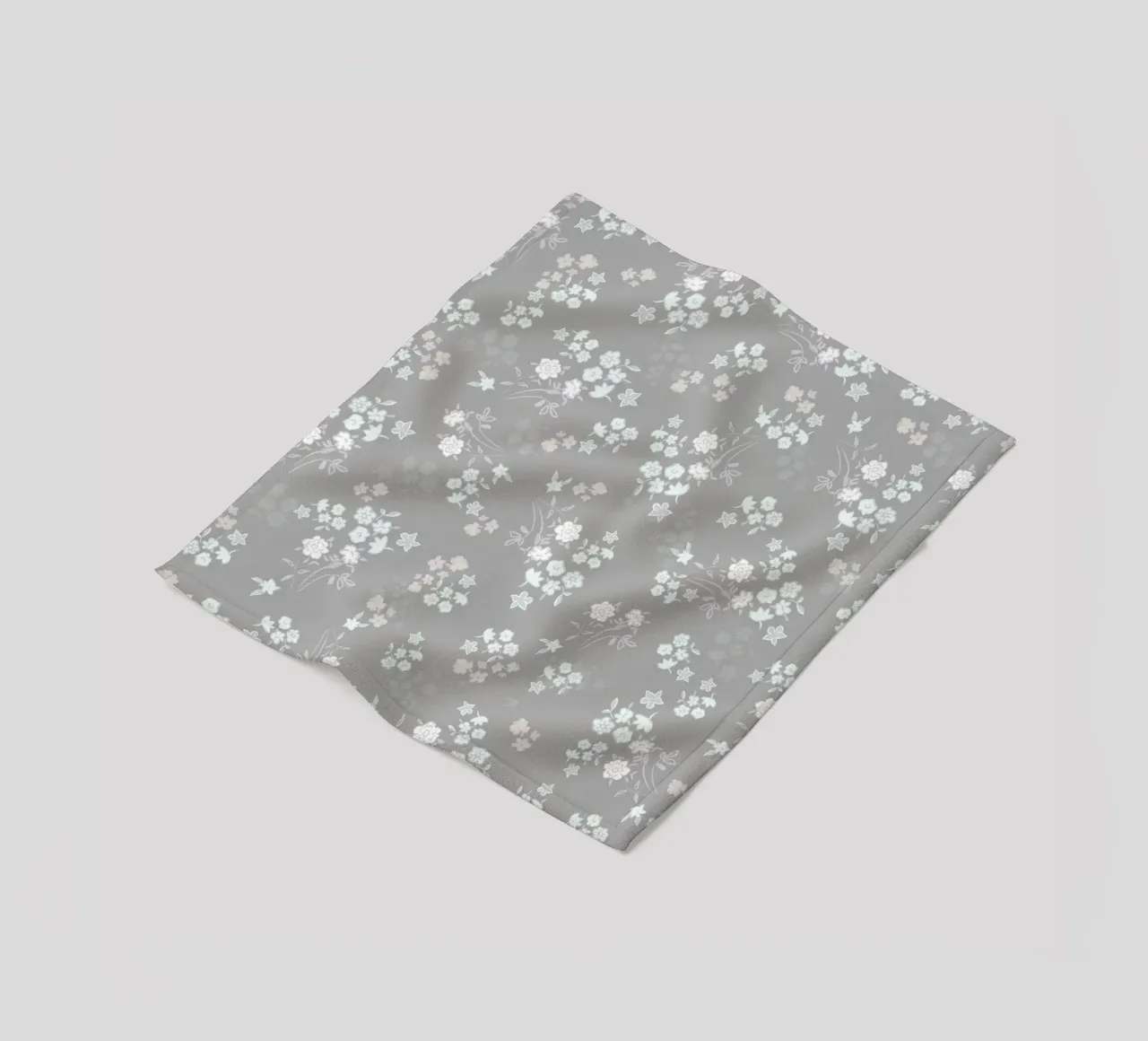 White ditsy pattern with grey background fleece blanket by gulsengunel