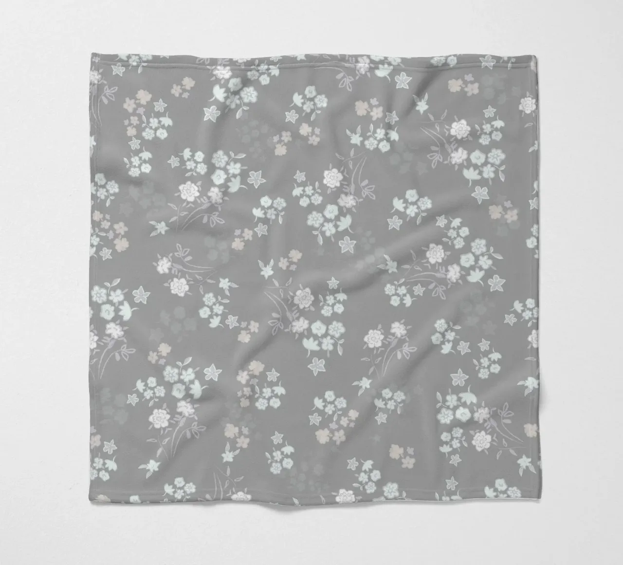White ditsy pattern with grey background fleece blanket by gulsengunel
