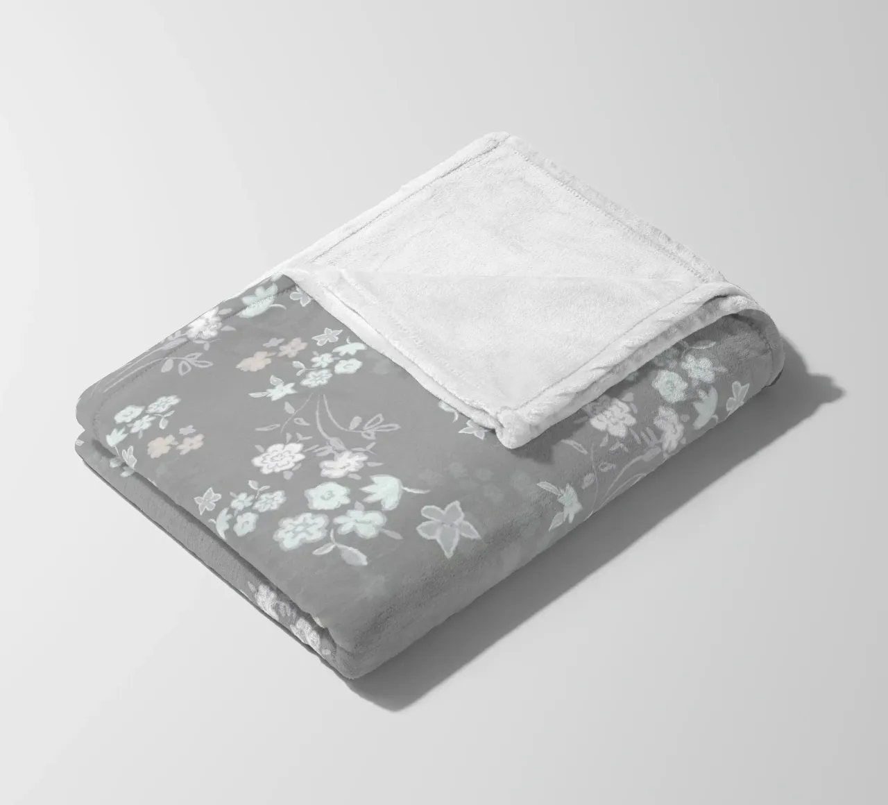 White ditsy pattern with grey background fleece blanket by gulsengunel