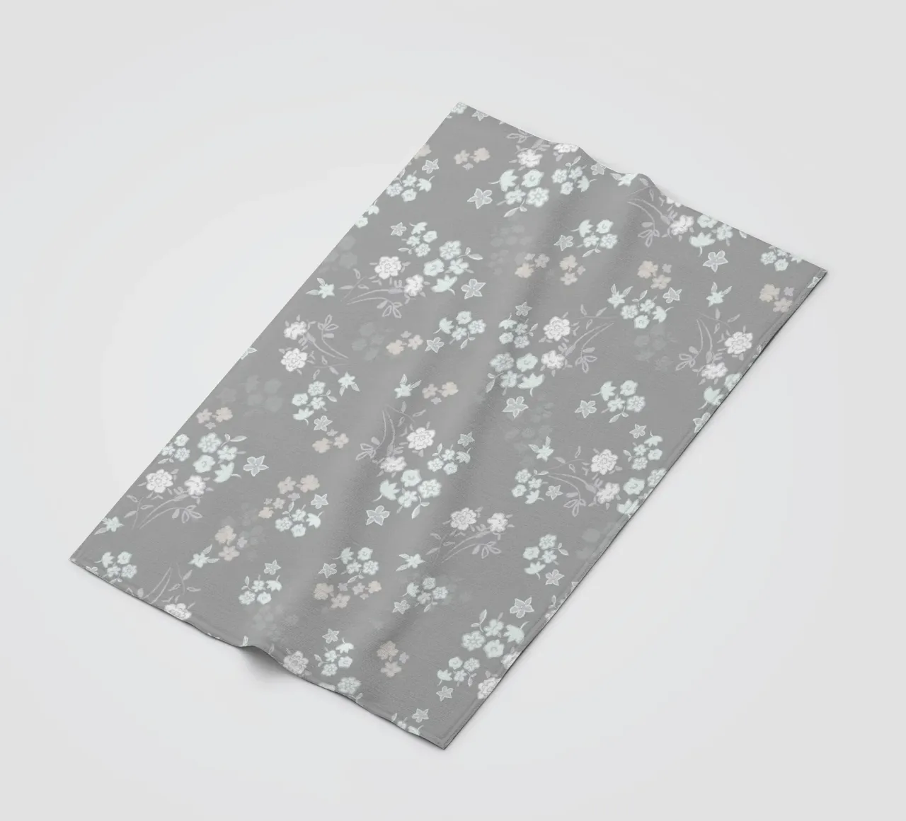 White ditsy pattern with grey background fleece blanket by gulsengunel
