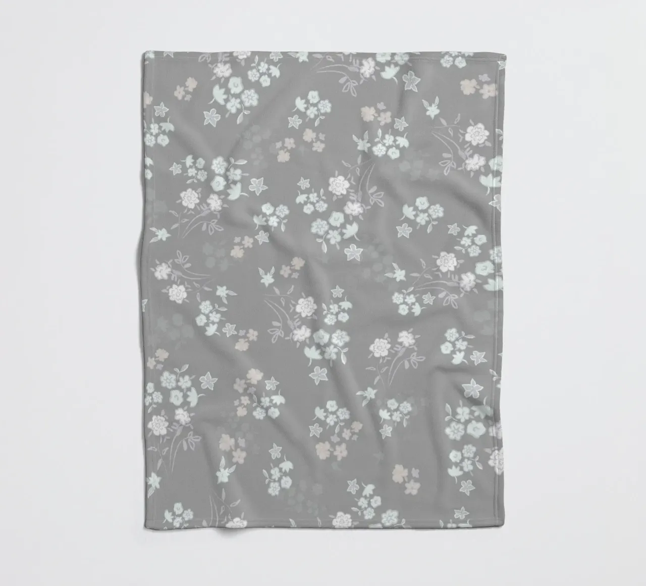 White ditsy pattern with grey background fleece blanket by gulsengunel