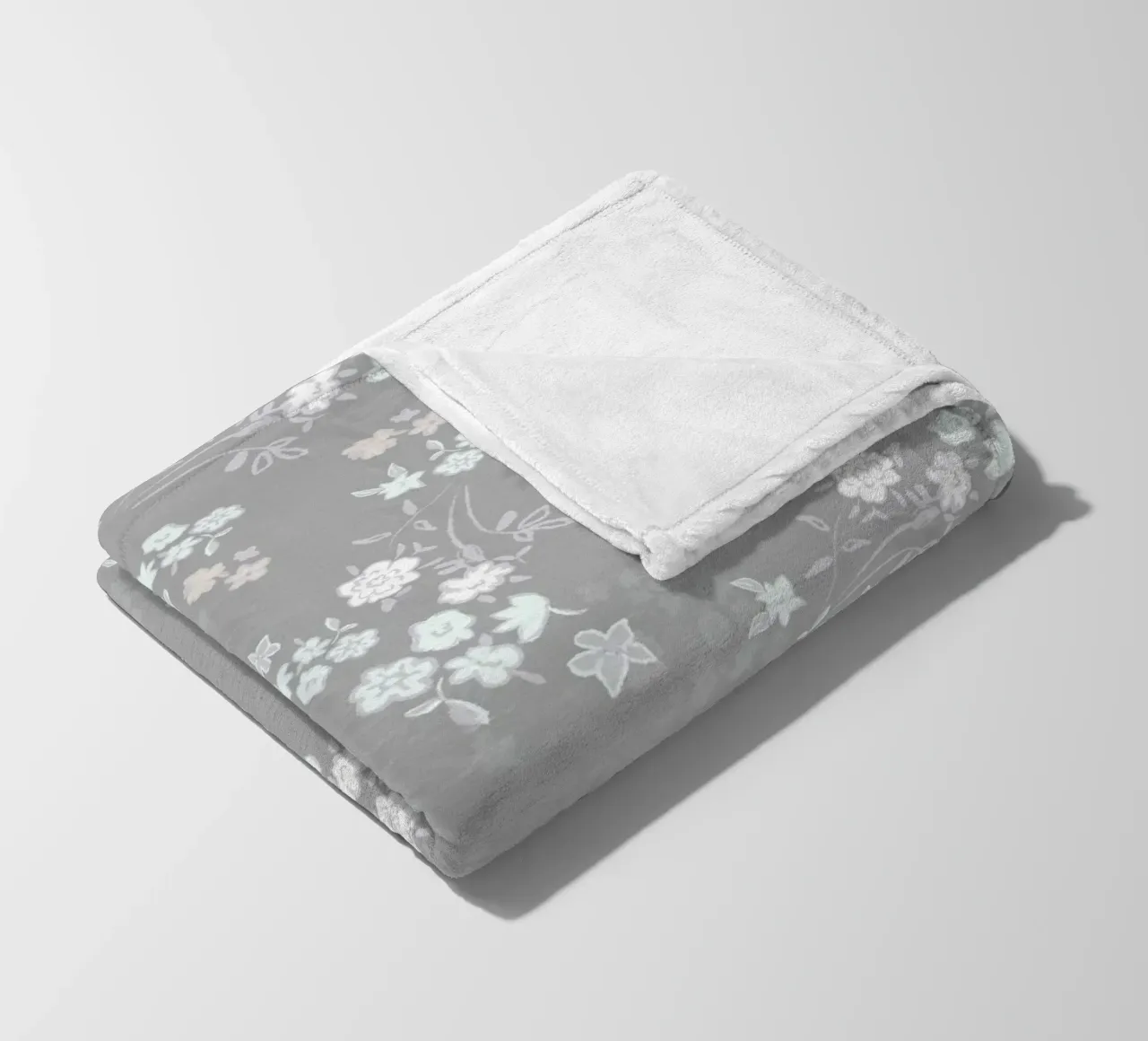 White ditsy pattern with grey background fleece blanket by gulsengunel