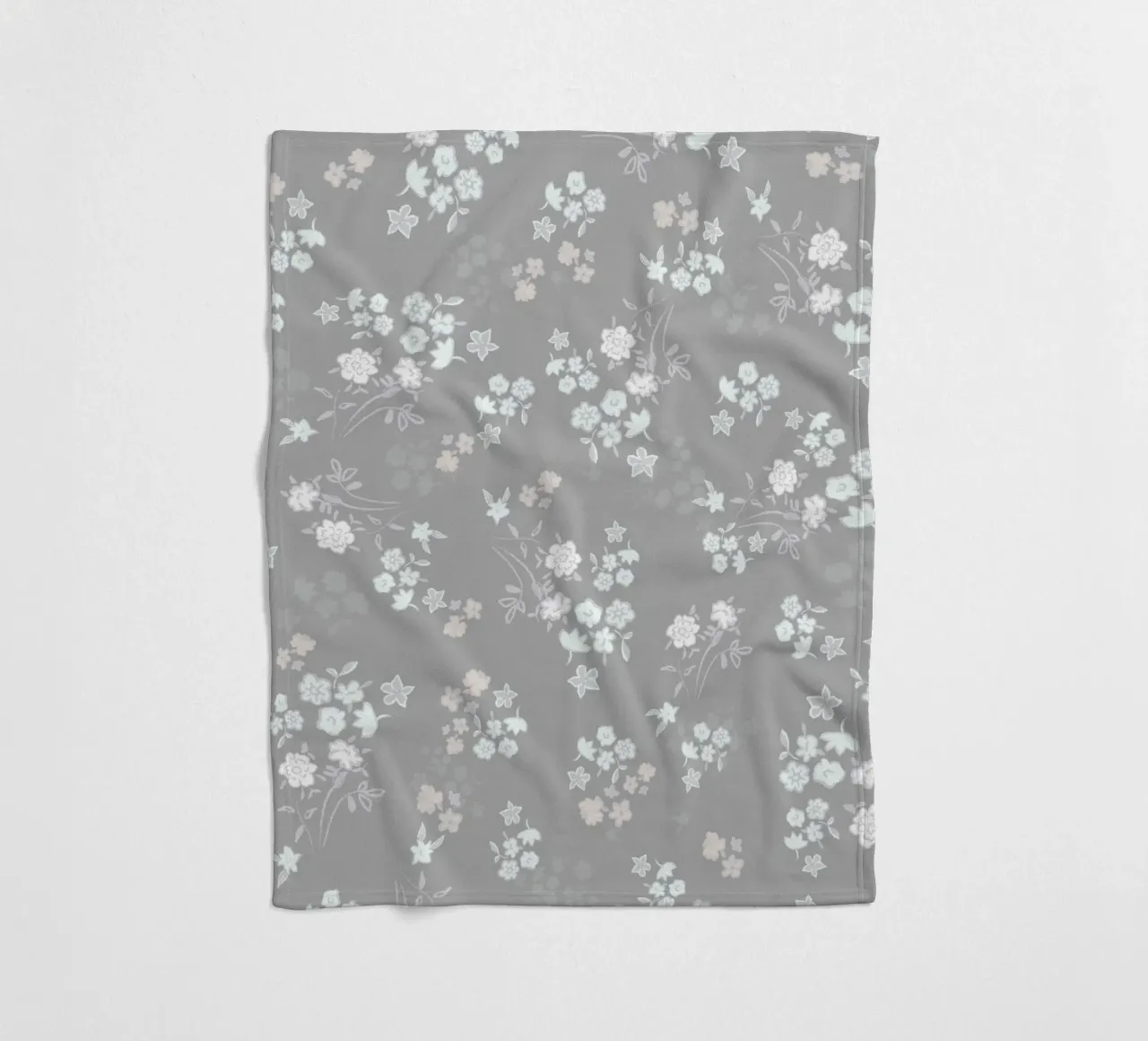 White ditsy pattern with grey background fleece blanket by gulsengunel