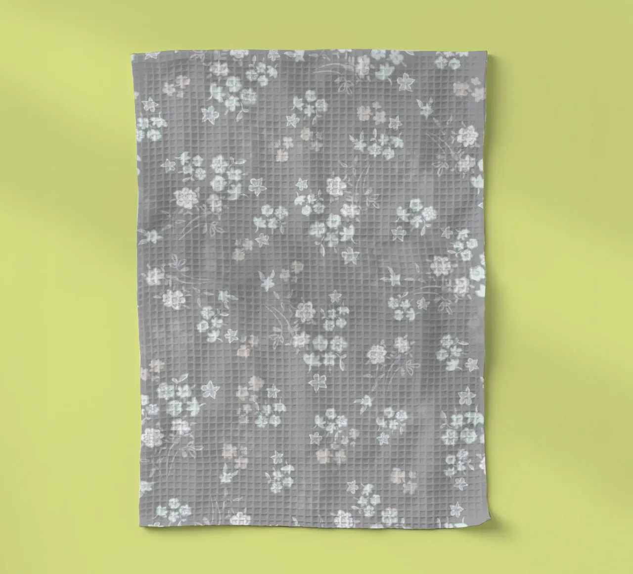 White ditsy pattern with grey background tea towel by gulsengunel