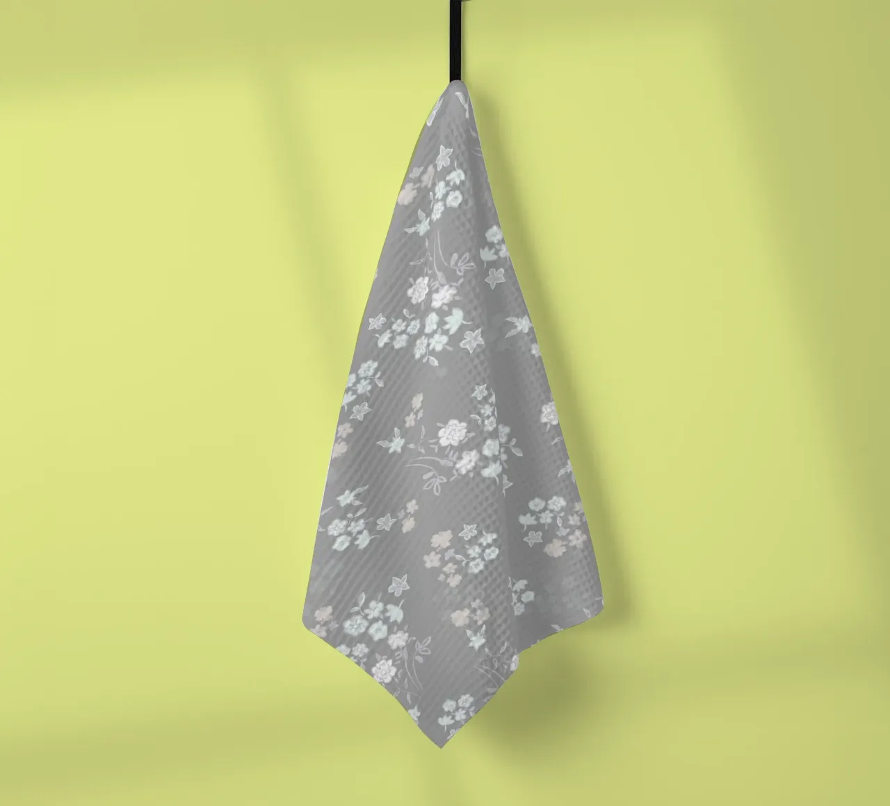 White ditsy pattern with grey background tea towel by gulsengunel