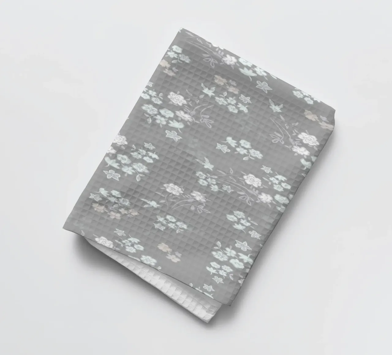 White ditsy pattern with grey background tea towel by gulsengunel