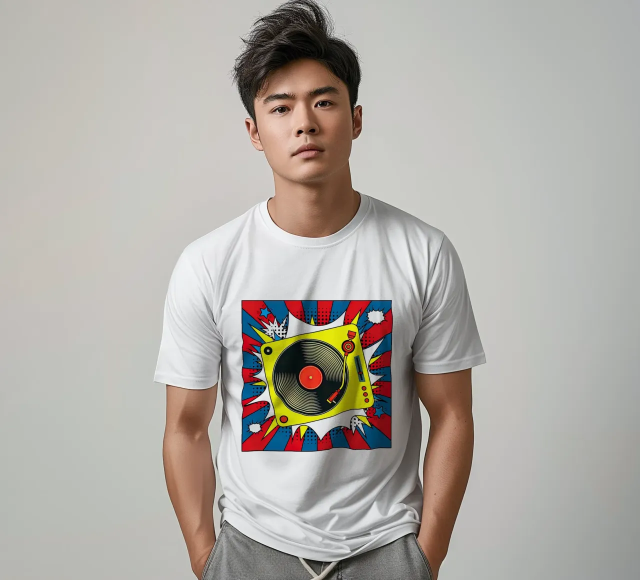 Disco in vinile d'epoca su bolla vocale di esplosione in Pop t-shirt da Steve shop