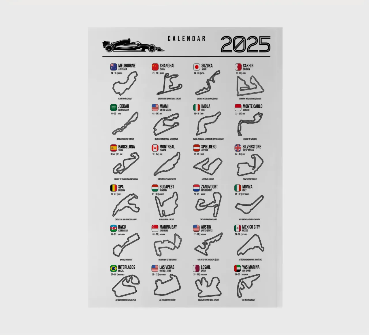 Programma Auto da corsa di Formula 2025 diario da Mariel Toigo