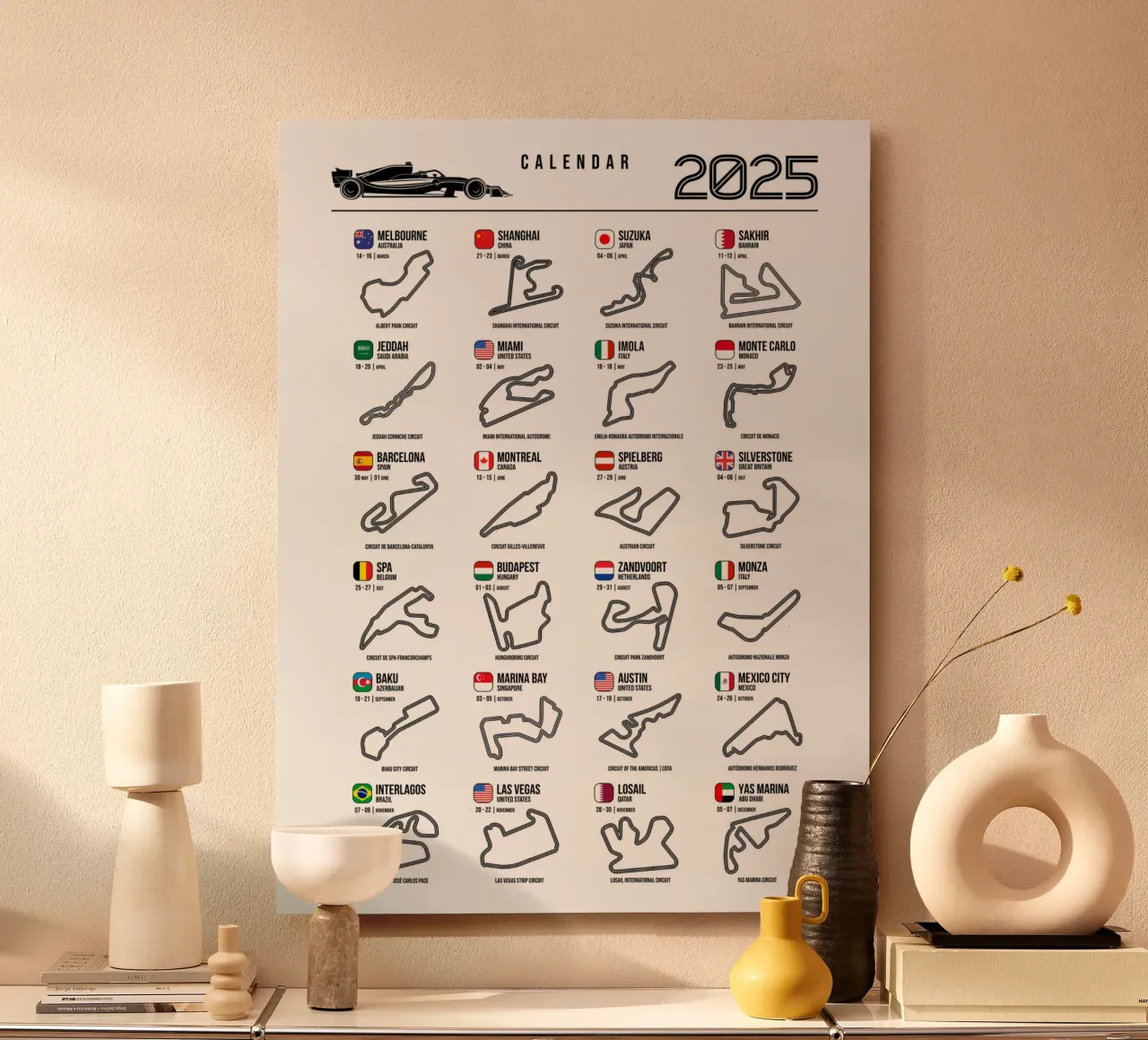 Programma Auto da corsa di Formula 2025 alluminio dibond da Mariel Toigo