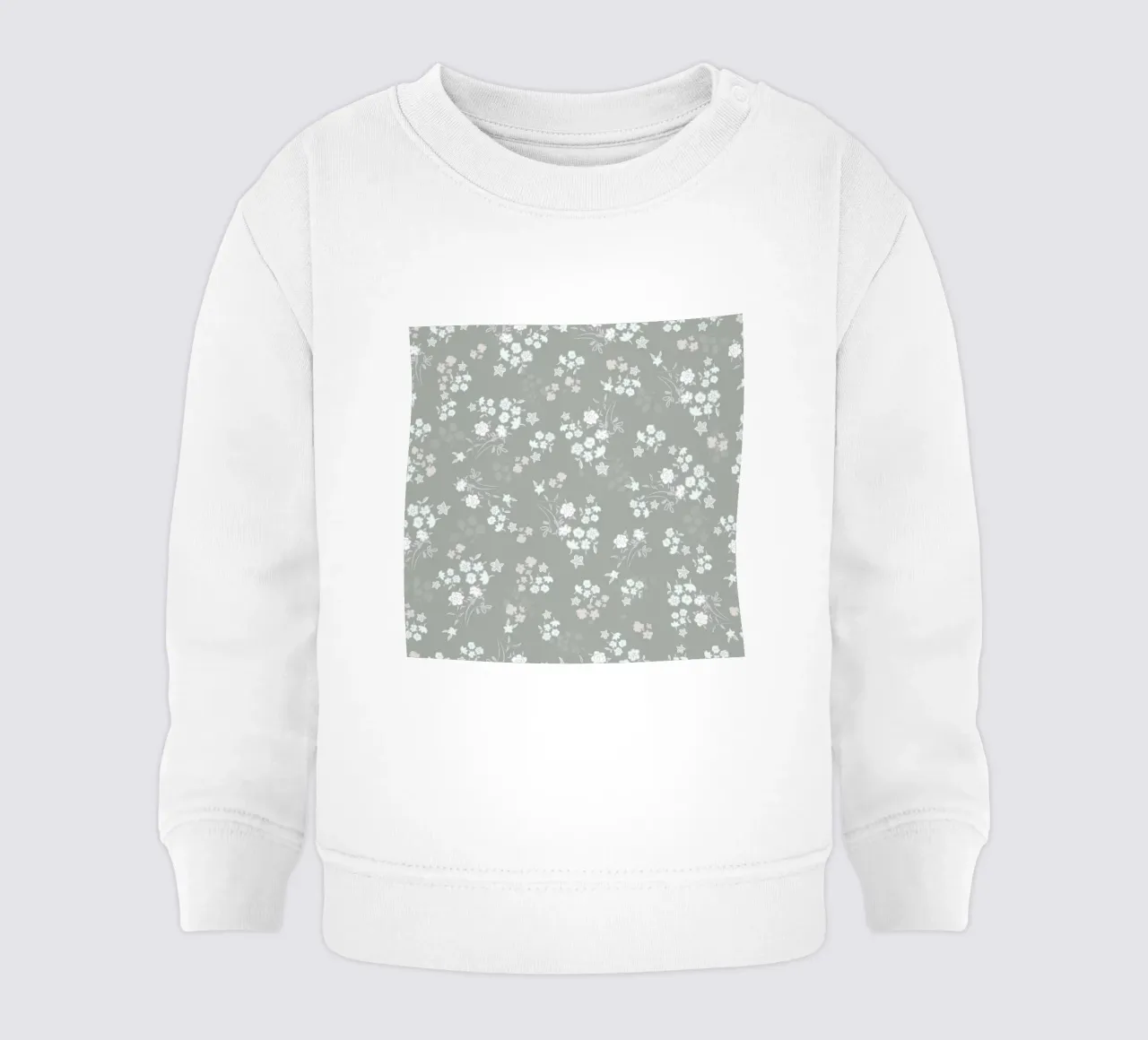 White ditsy pattern with green background baby sweatshirt by gulsengunel