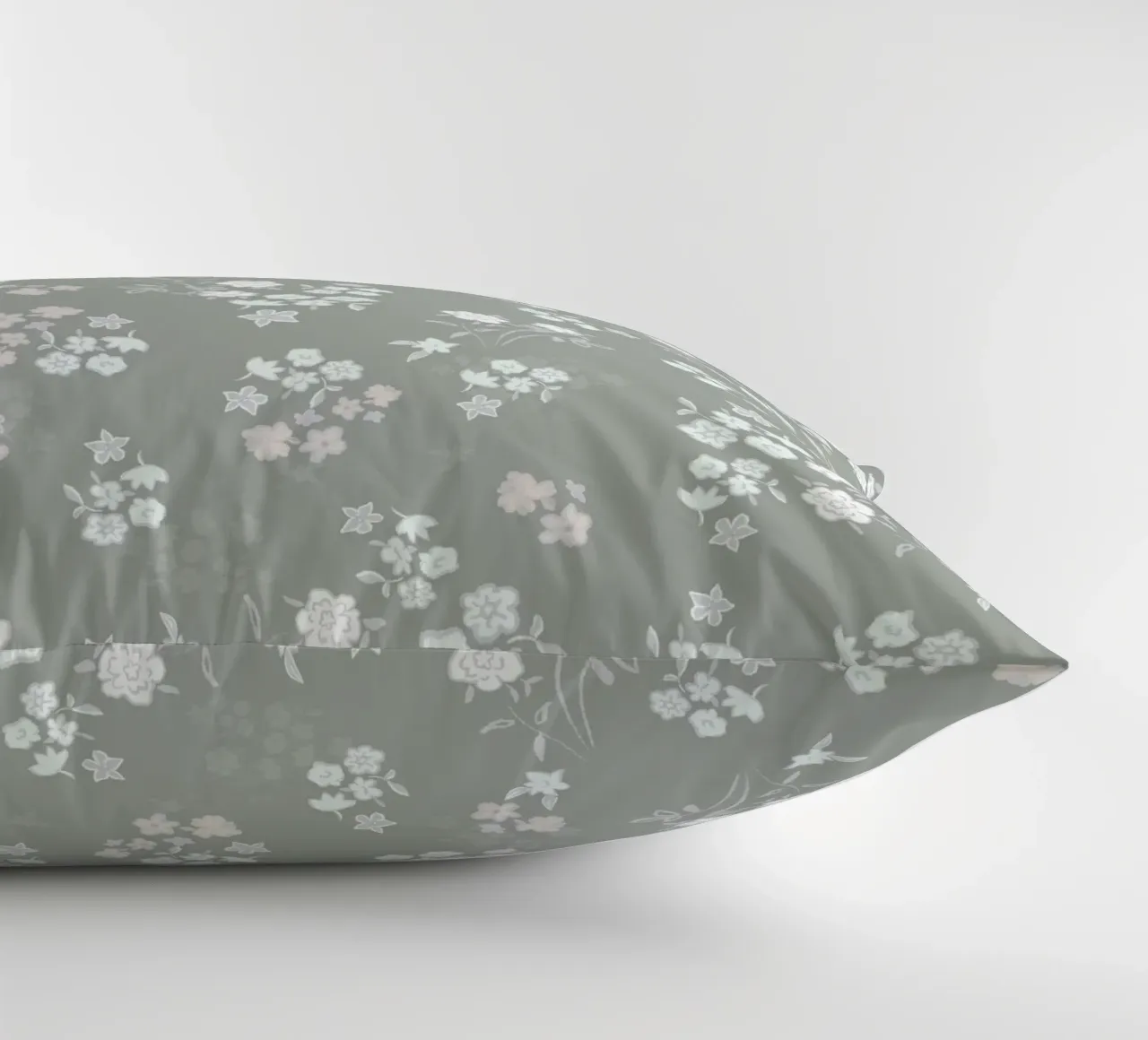White ditsy pattern with green background decorative cushion by gulsengunel