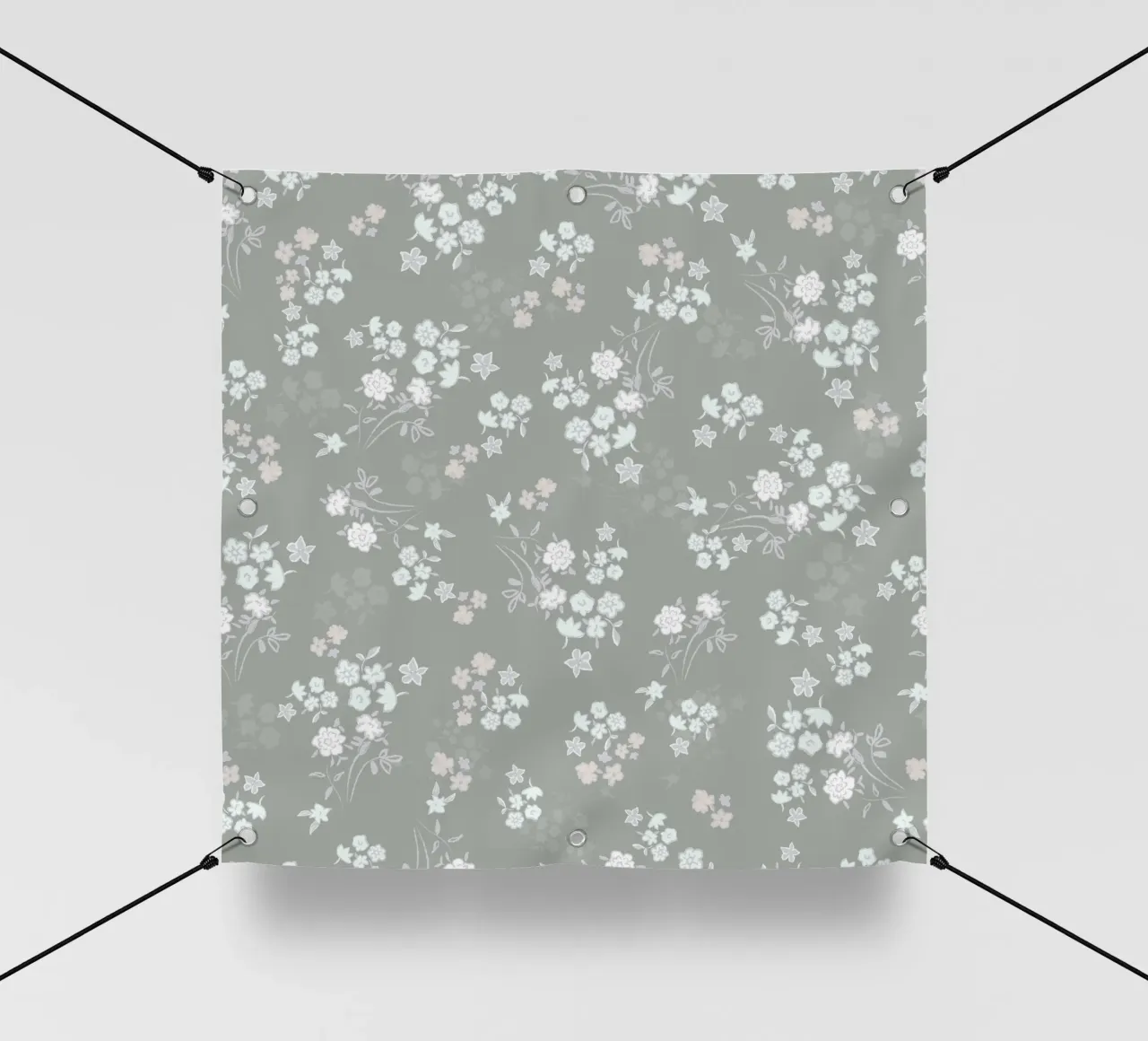 Motivo ditsy bianco con sfondo verde telo in pvc da gulsengunel