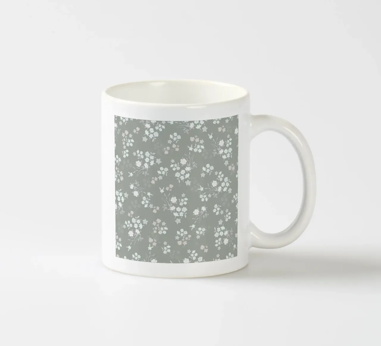 Motif blanc avec fond vert mug en céramique de gulsengunel