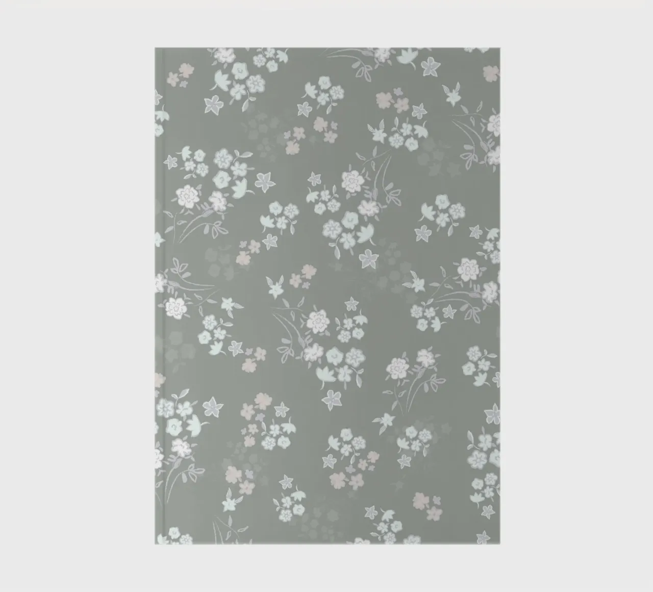 White ditsy pattern with green background notebook by gulsengunel