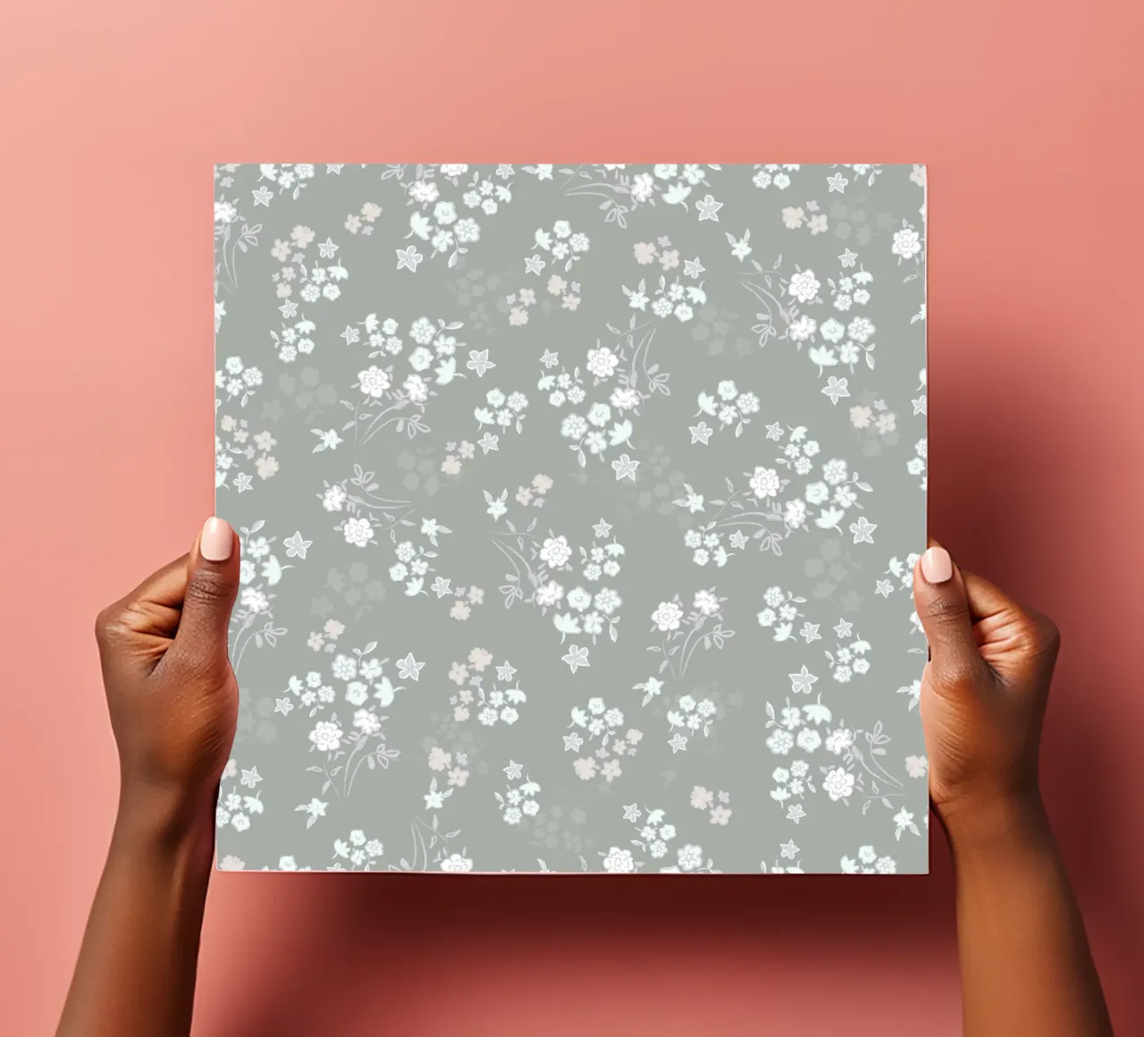 White ditsy pattern with green background sticker sheet by gulsengunel