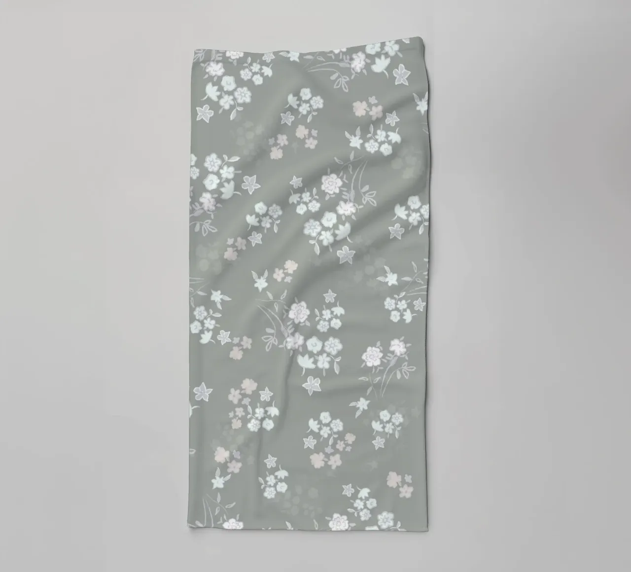 White ditsy pattern with green background towel by gulsengunel