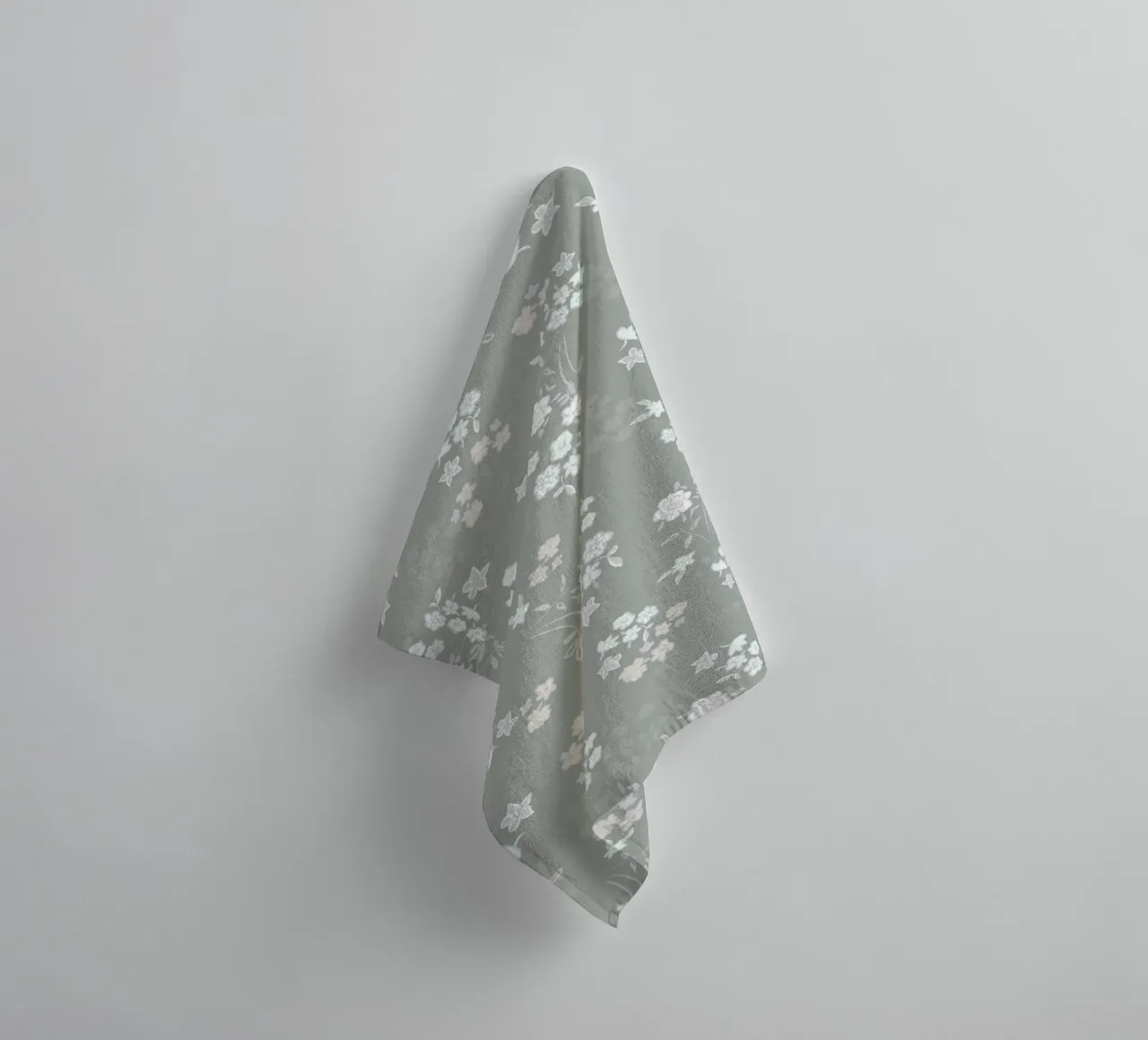 White ditsy pattern with green background towel by gulsengunel