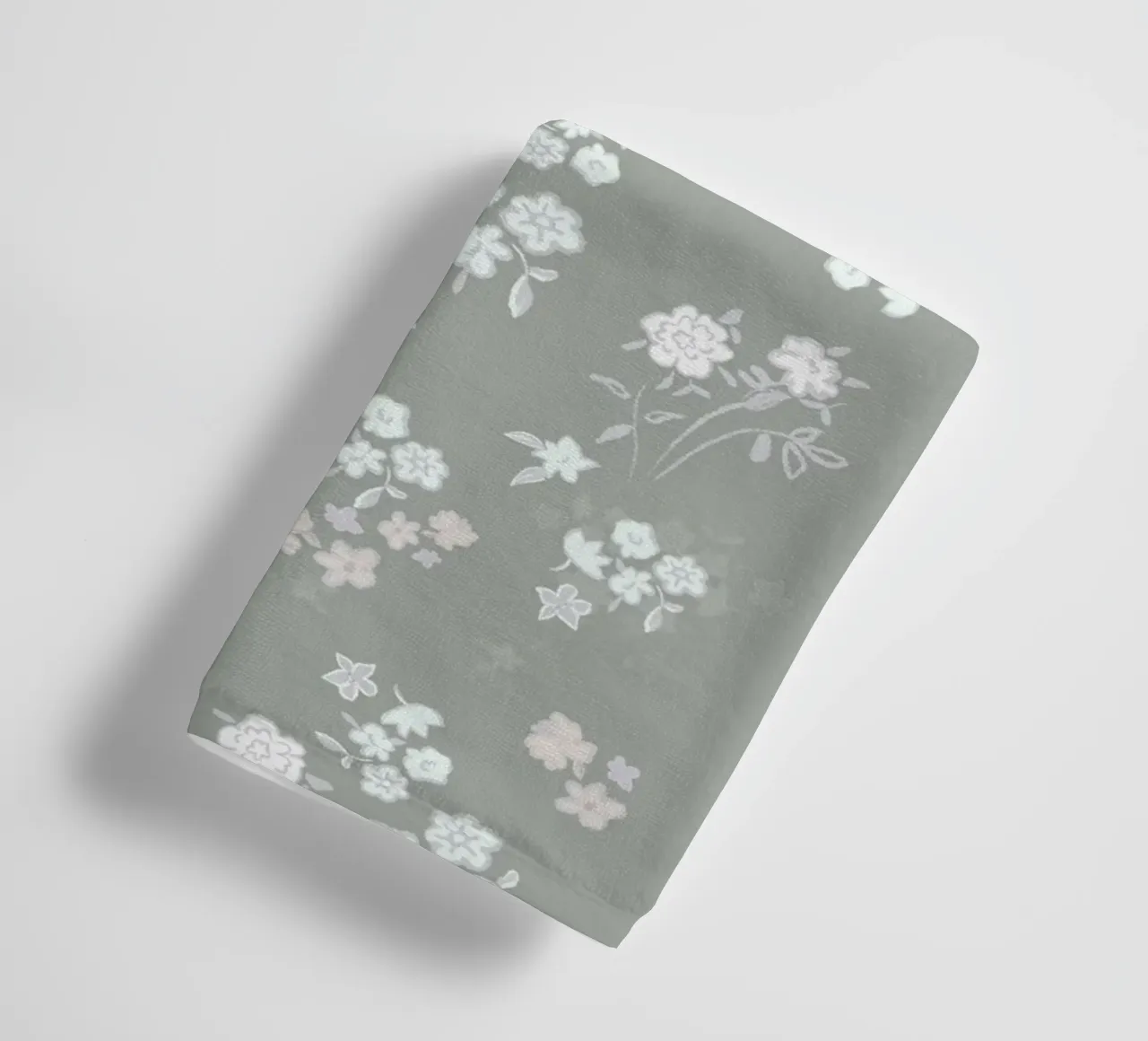 White ditsy pattern with green background towel by gulsengunel