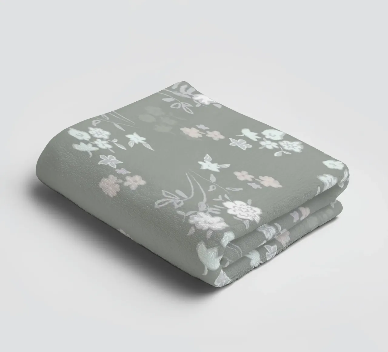 White ditsy pattern with green background towel by gulsengunel