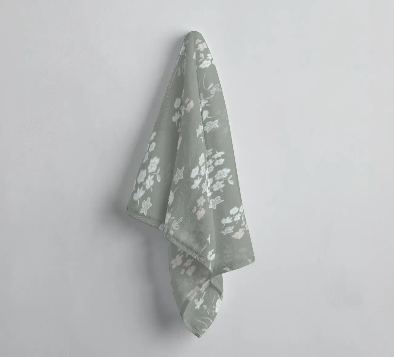 White ditsy pattern with green background towel by gulsengunel