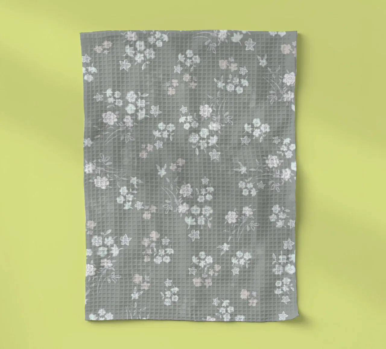 Motif blanc avec fond vert torchon de gulsengunel