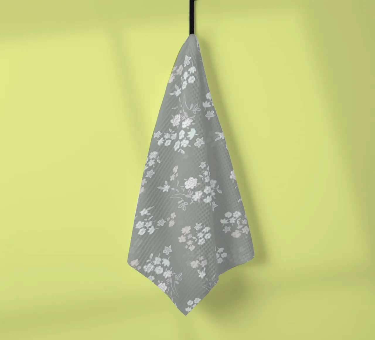 Motif blanc avec fond vert torchon de gulsengunel