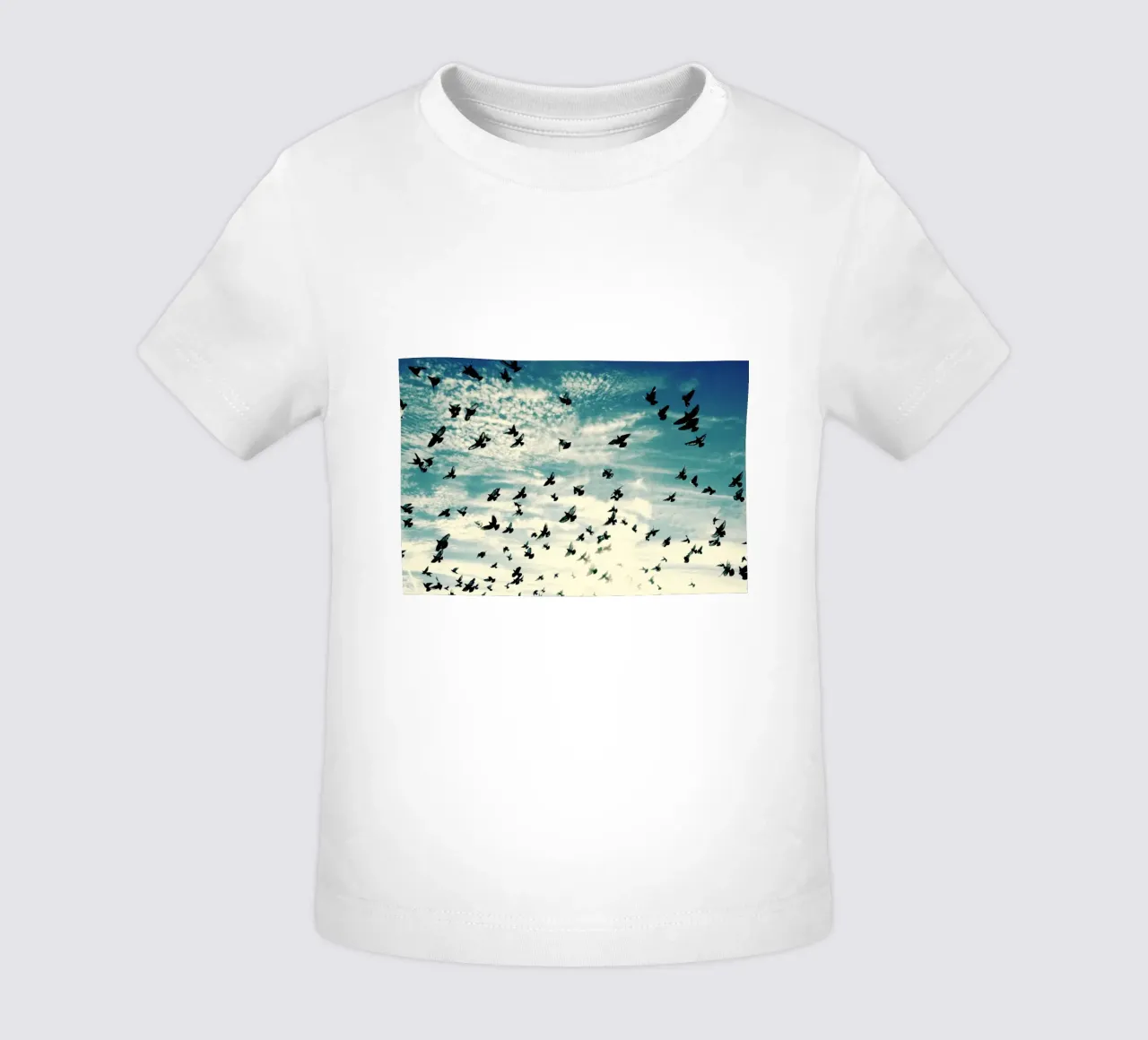 Flying Birds baby t-shirt by KISSA STUDIO