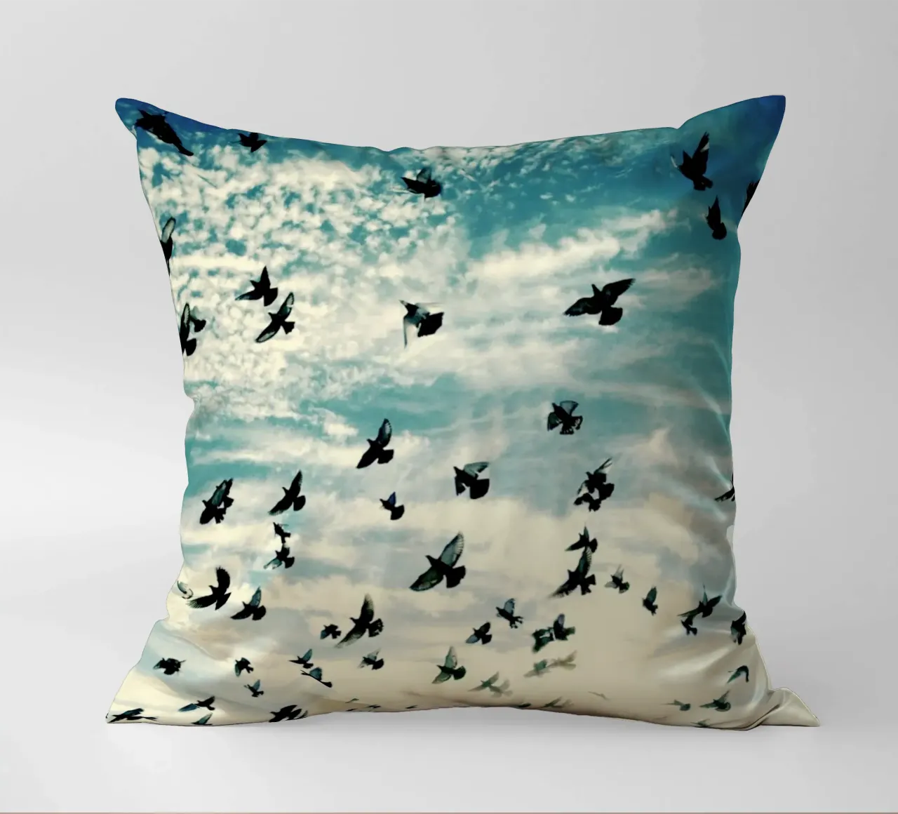Flying Birds decorative cushion by KISSA STUDIO