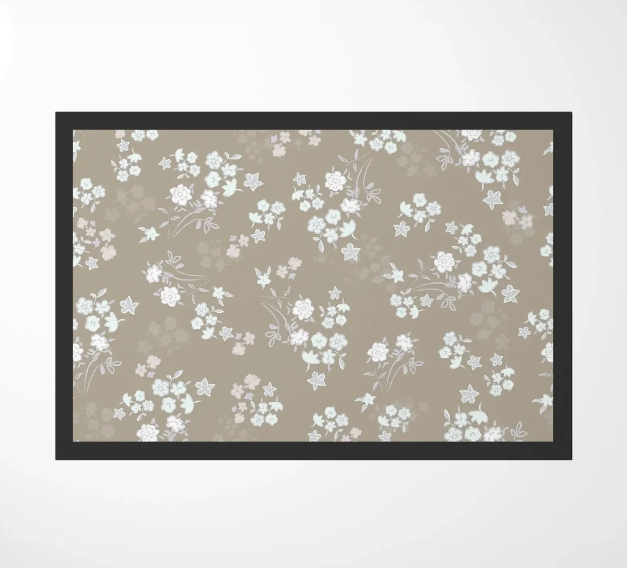 White ditsy pattern with brown background doormat by gulsengunel