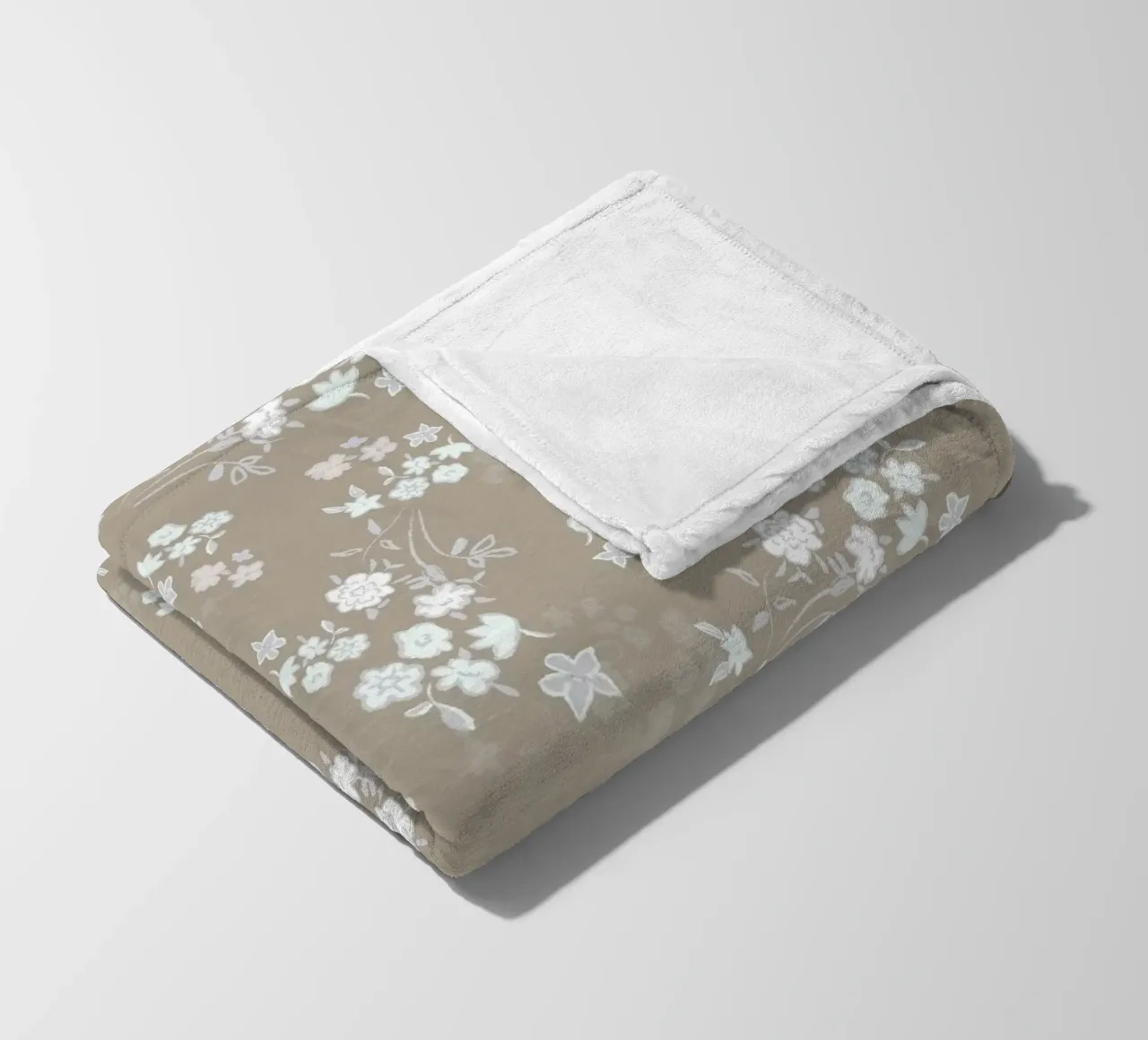 White ditsy pattern with brown background fleece blanket by gulsengunel