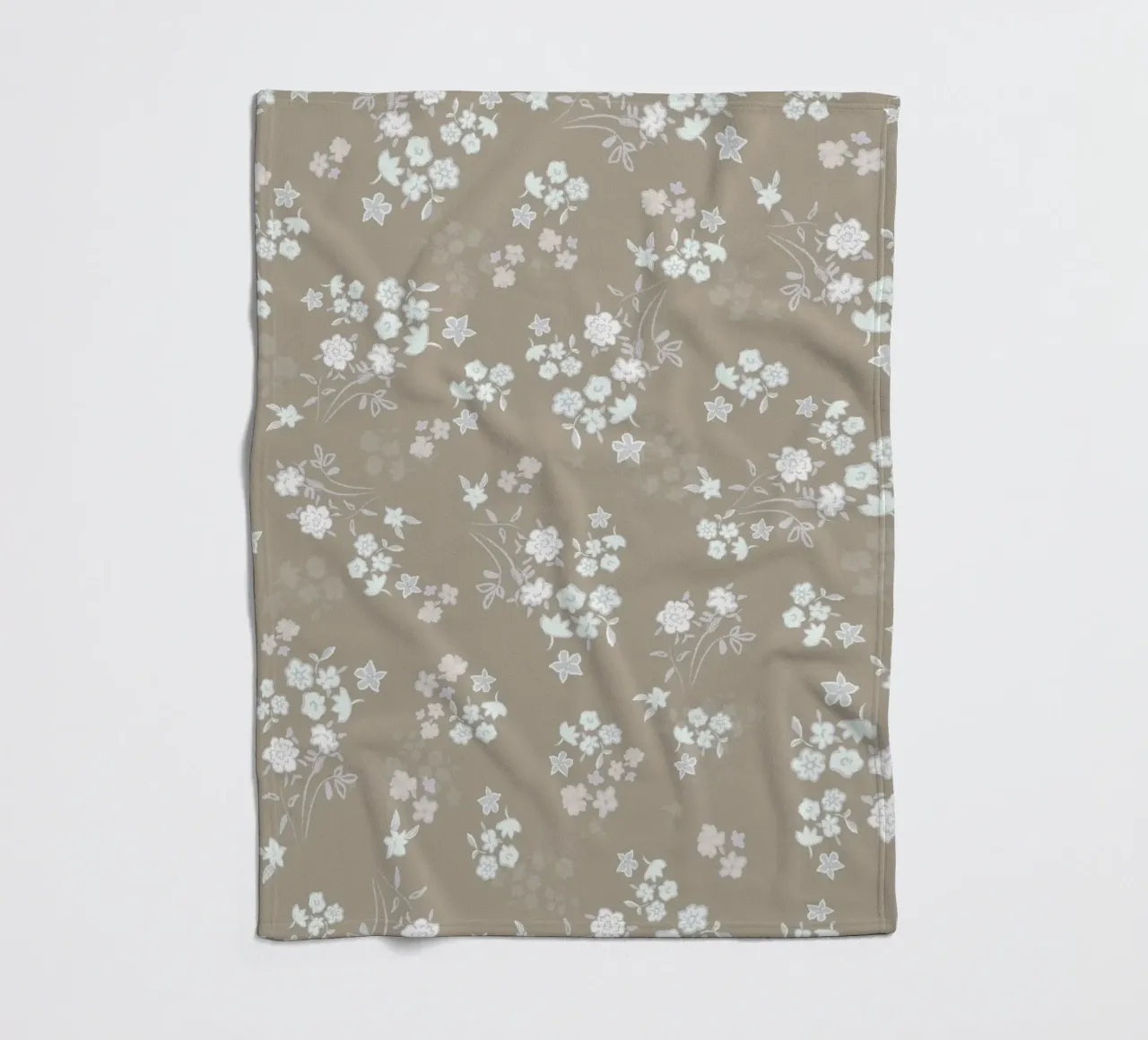 White ditsy pattern with brown background fleece blanket by gulsengunel