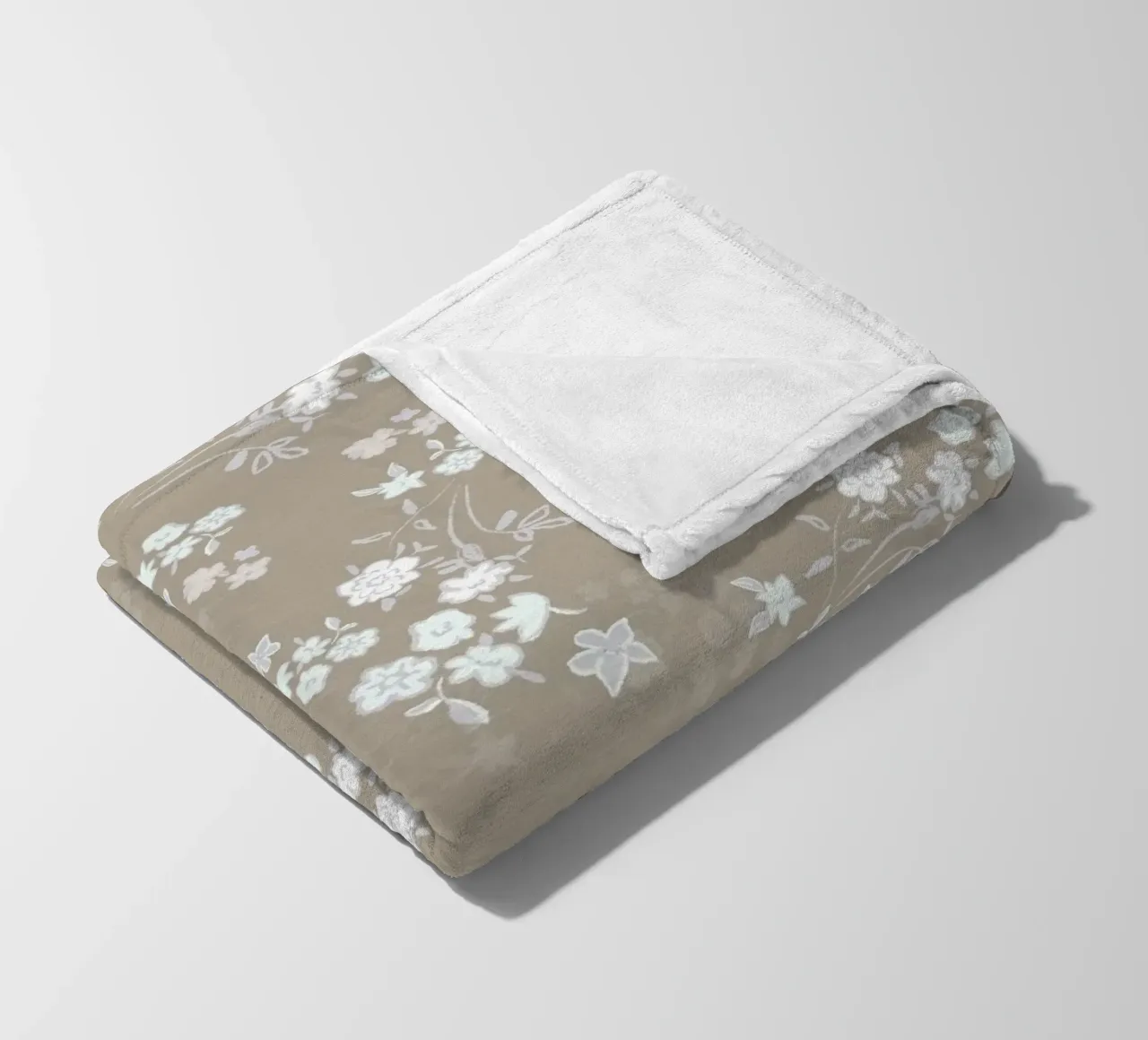 White ditsy pattern with brown background fleece blanket by gulsengunel