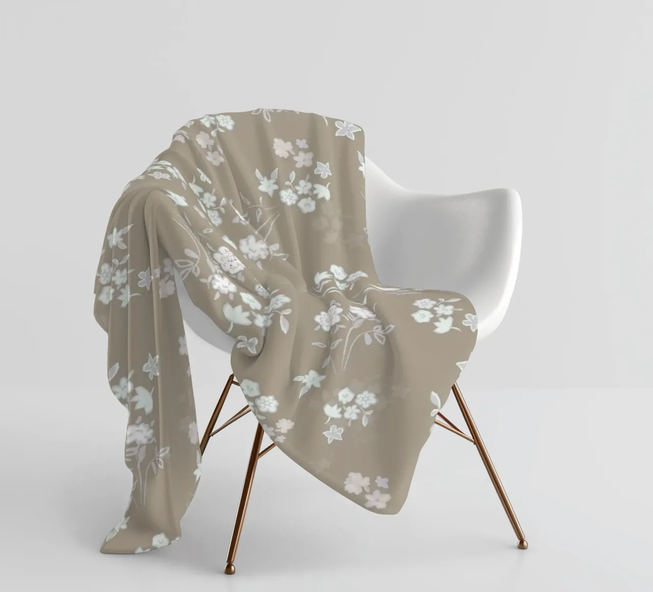 White ditsy pattern with brown background fleece blanket by gulsengunel