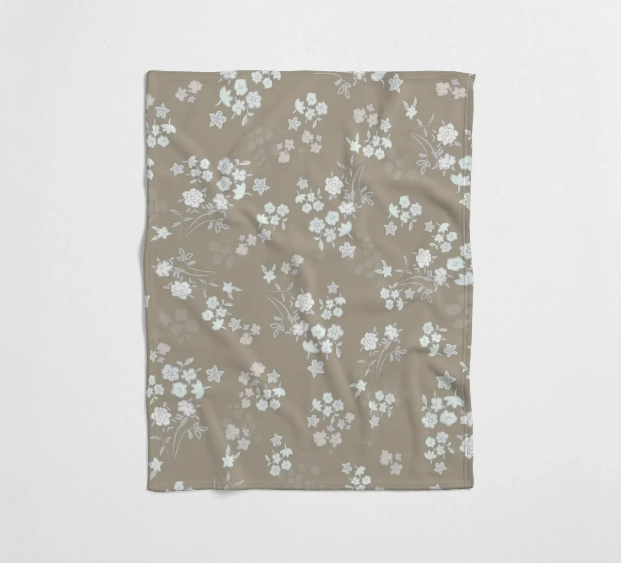 White ditsy pattern with brown background fleece blanket by gulsengunel