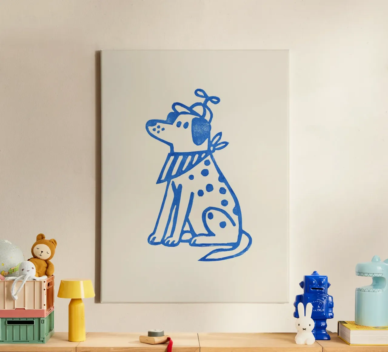 Linocut dalmata impertinente tela con Cornice a cassetta da JillGori