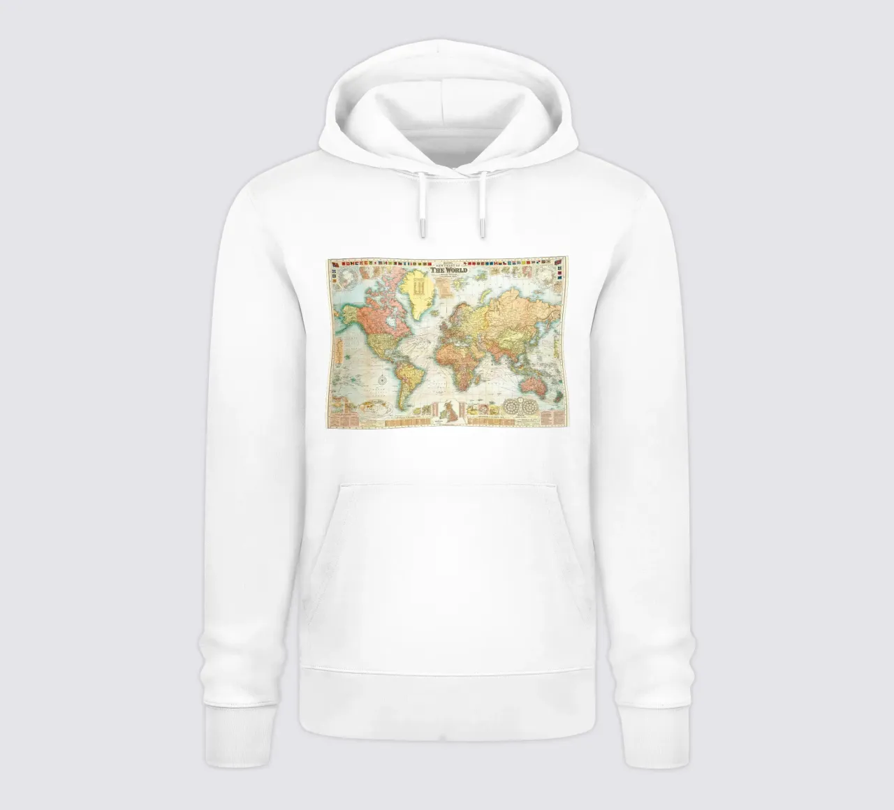 mappa del mondo a colori felpa con cappuccio da Laura Harris