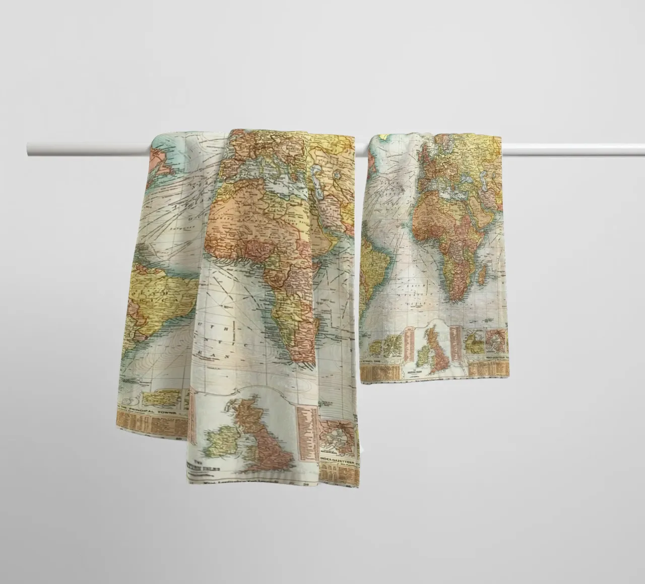 world map color towel by Laura Harris