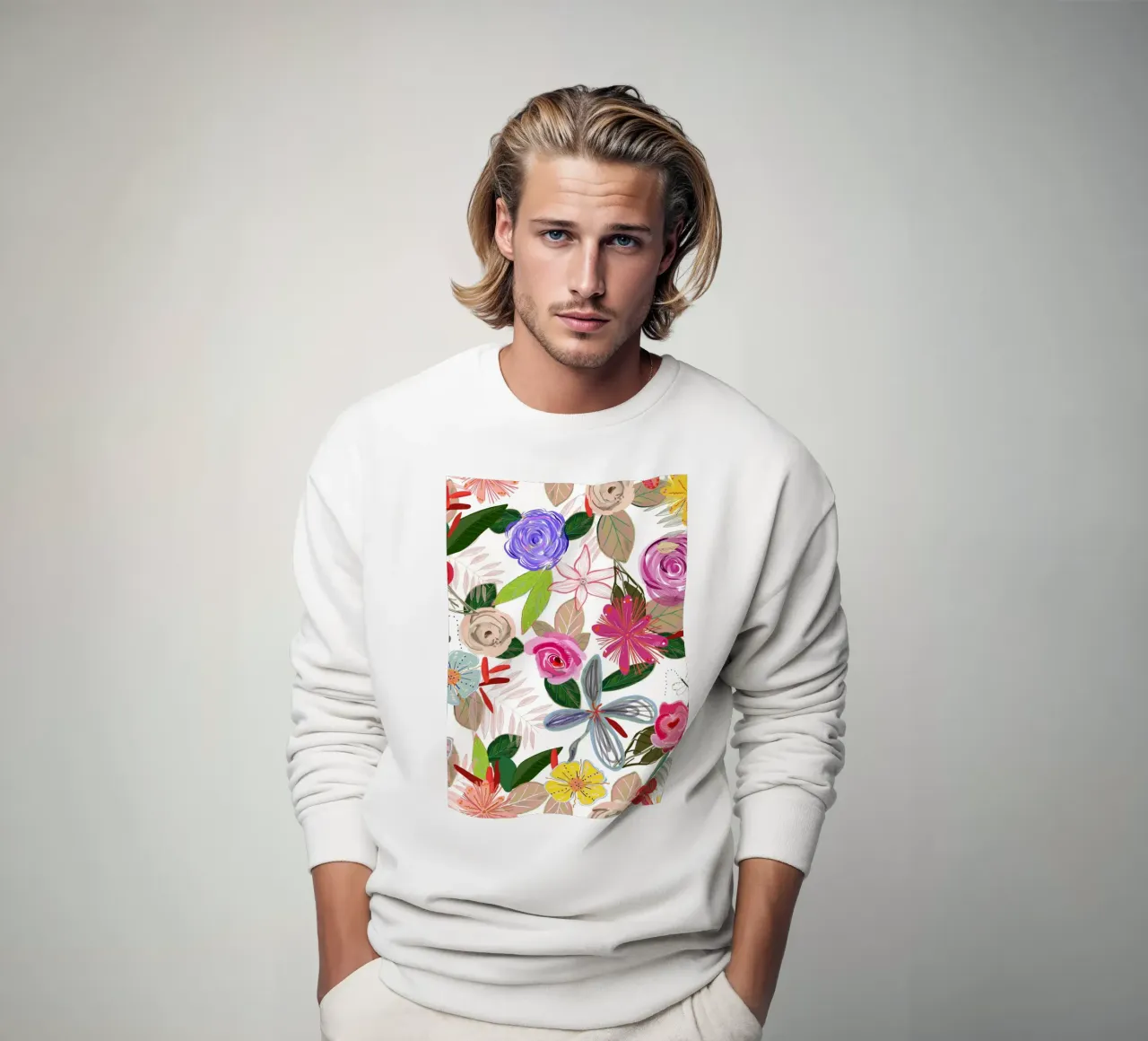 Vivaci fiori botanici colorati bianchi felpa da gulsengunel