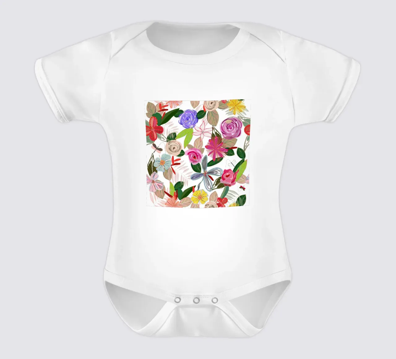 Vivaci fiori botanici colorati bianchi body neonato maniche corte da gulsengunel