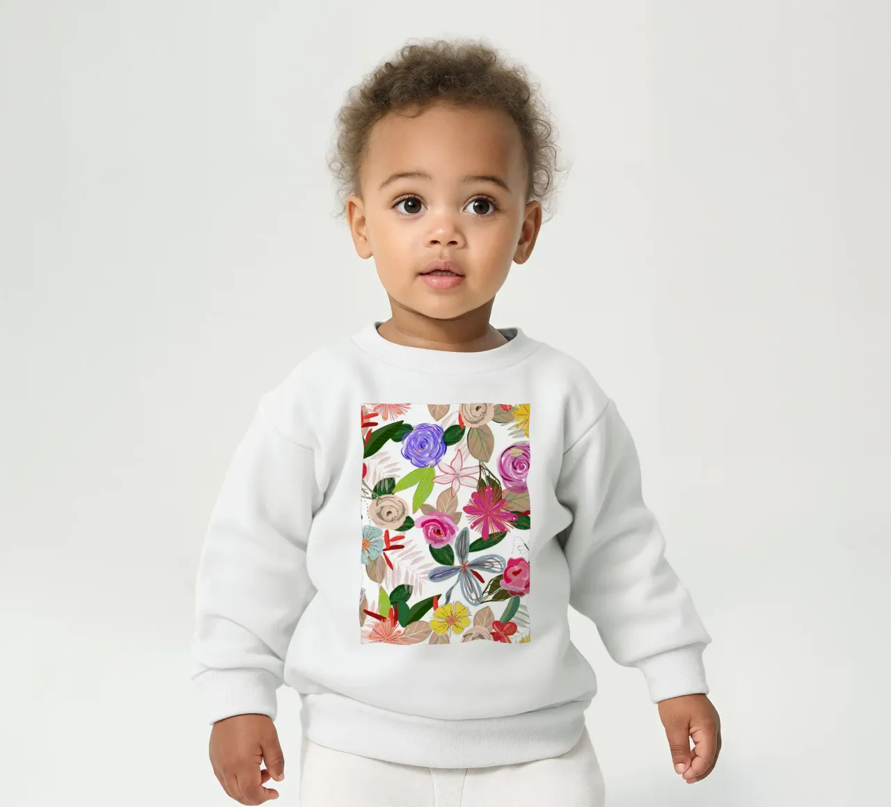 Vivaci fiori botanici colorati bianchi felpa neonato da gulsengunel