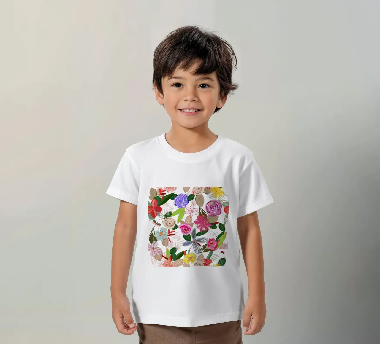 Flores botánicas de vivos colores blanco camiseta para niños de gulsengunel
