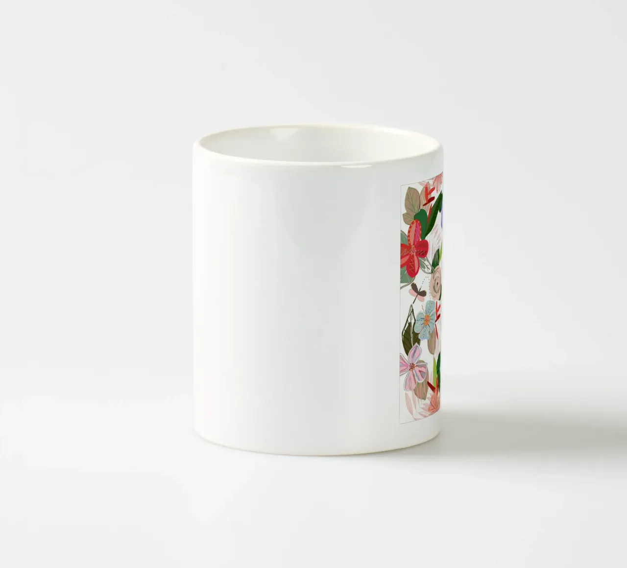 Vivaci fiori botanici colorati bianchi tazza in ceramica da gulsengunel