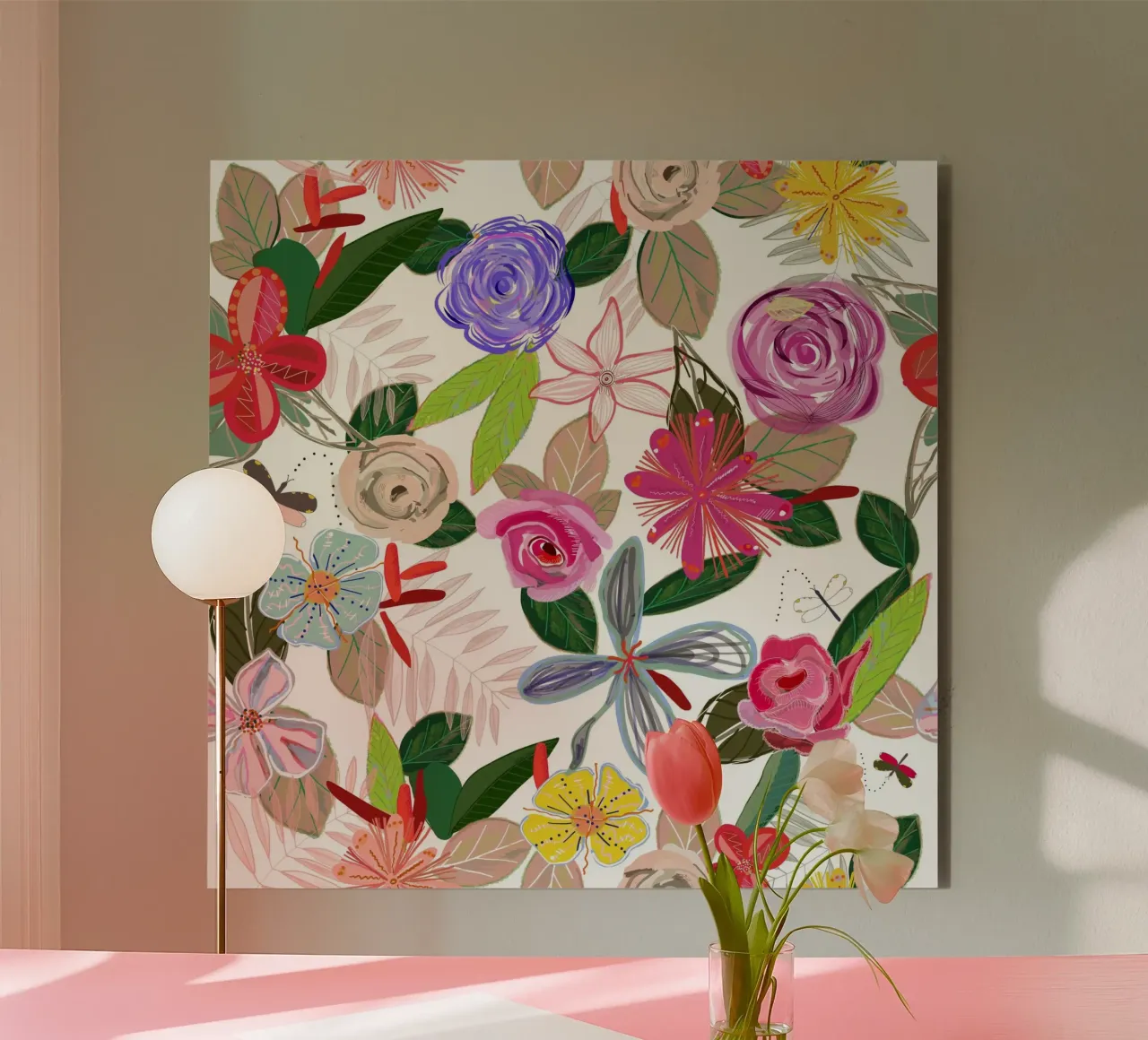 Vivaci fiori botanici colorati bianchi alluminio dibond da gulsengunel